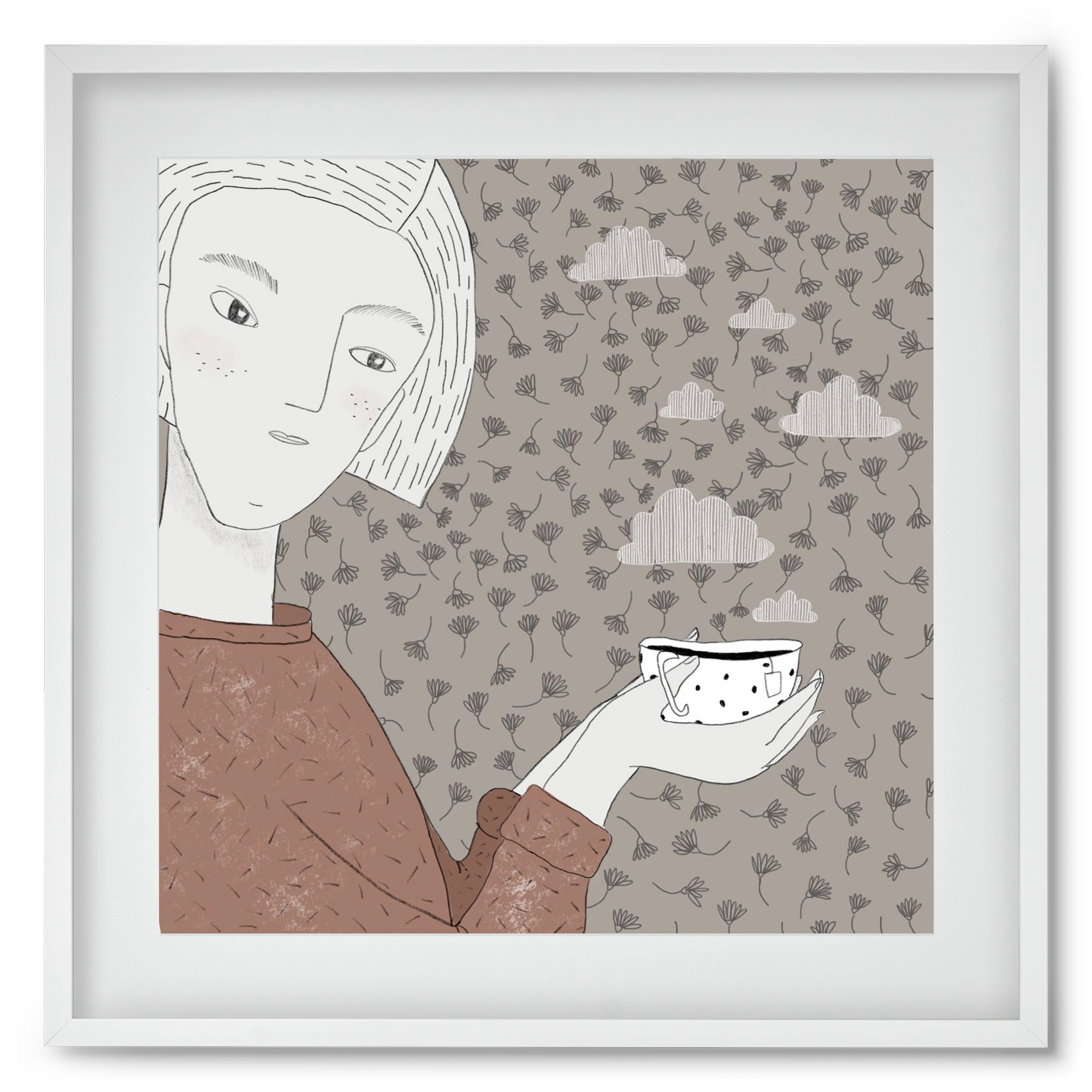 Hangulat, 50x50 cm (40x40 cm), Fehér keret, paszpartuval