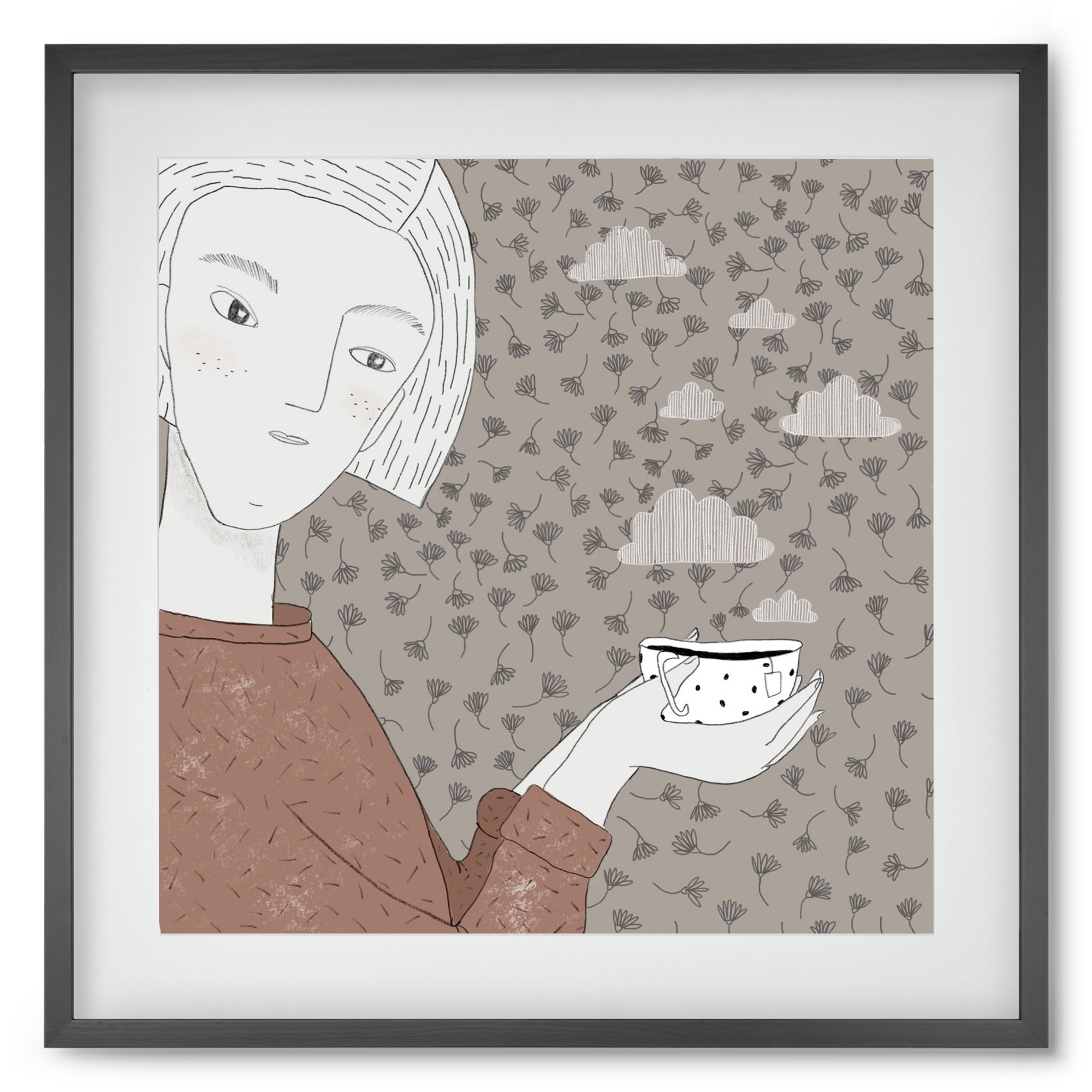 Hangulat, 50x50 cm (40x40 cm), Fekete keret, paszpartuval