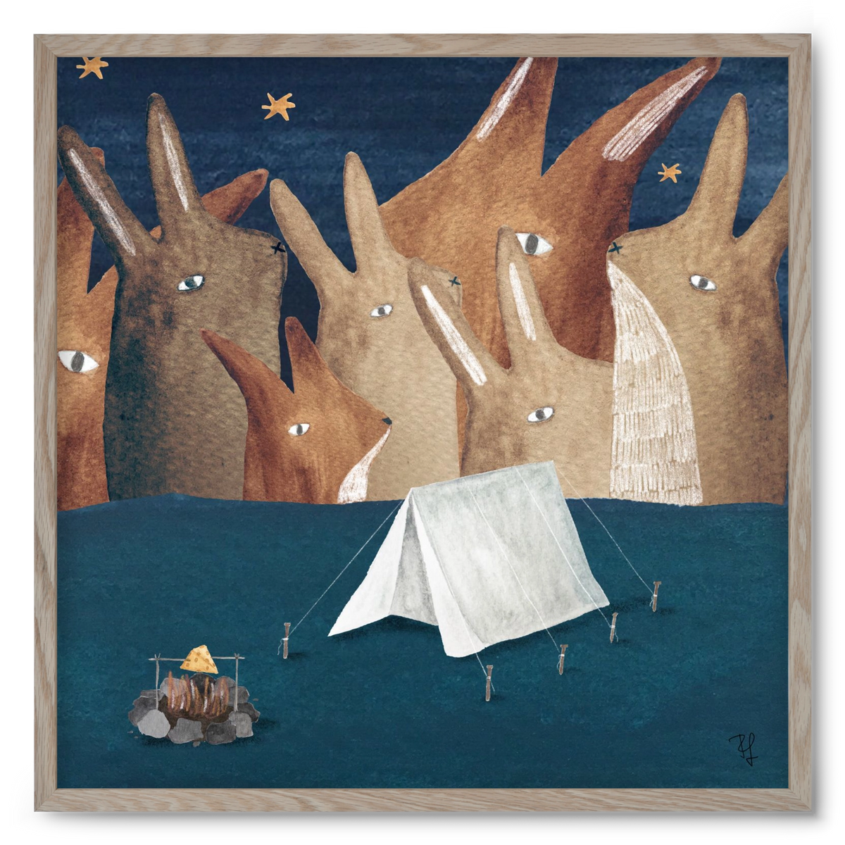 Nyúlhegyek, 50x50 cm (50x50 cm), Tölgy keret