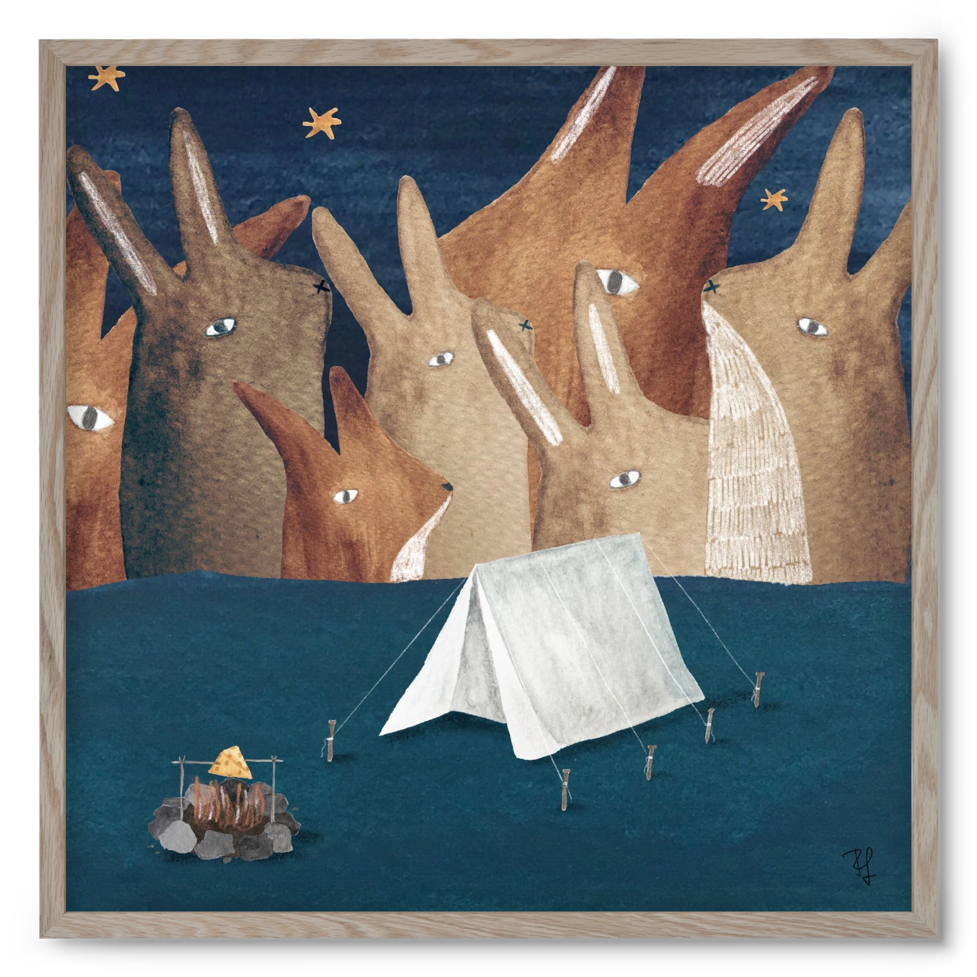 Nyúlhegyek, 50x50 cm (50x50 cm), Tölgy keret