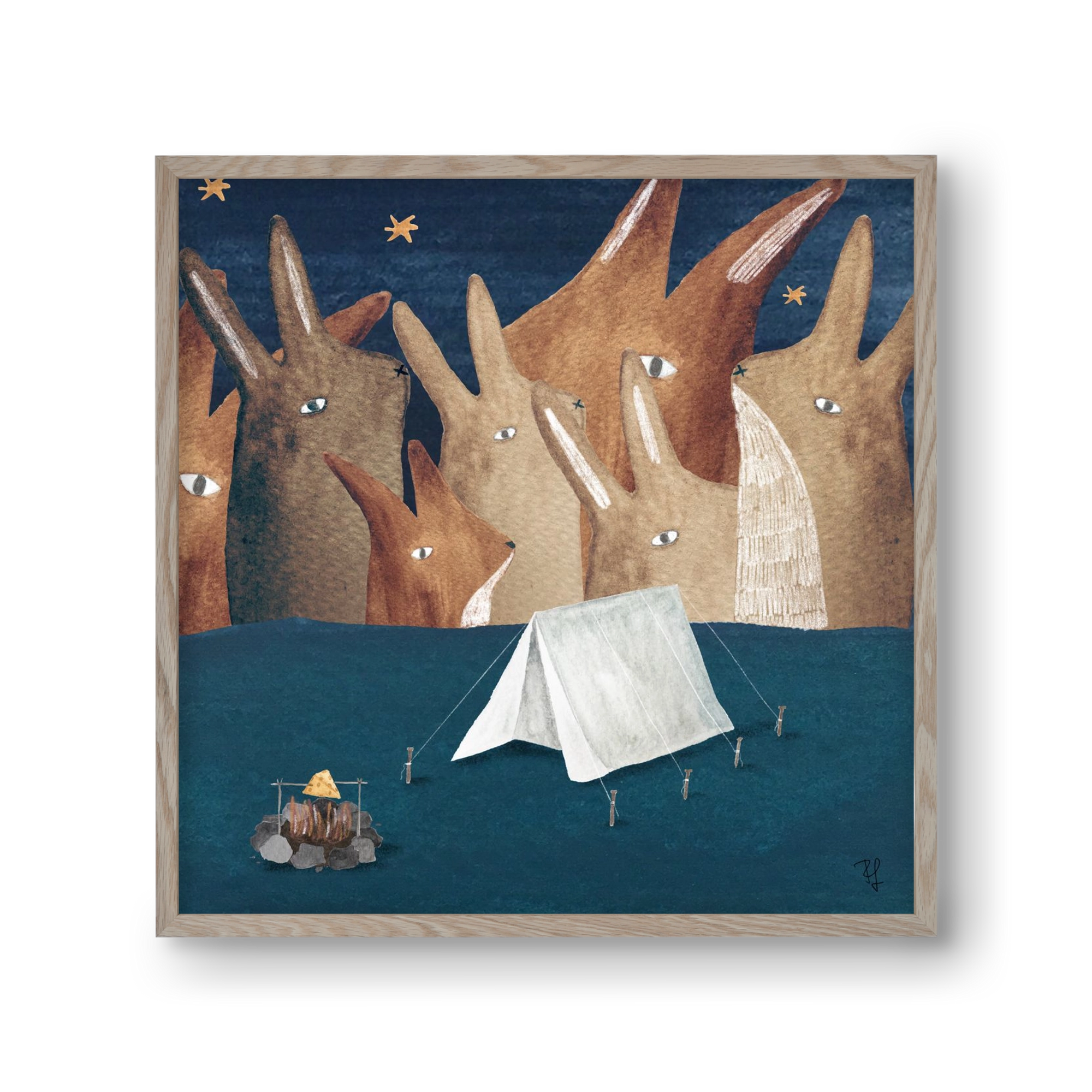 Nyúlhegyek, 30x30 cm (30x30 cm), Tölgy keret