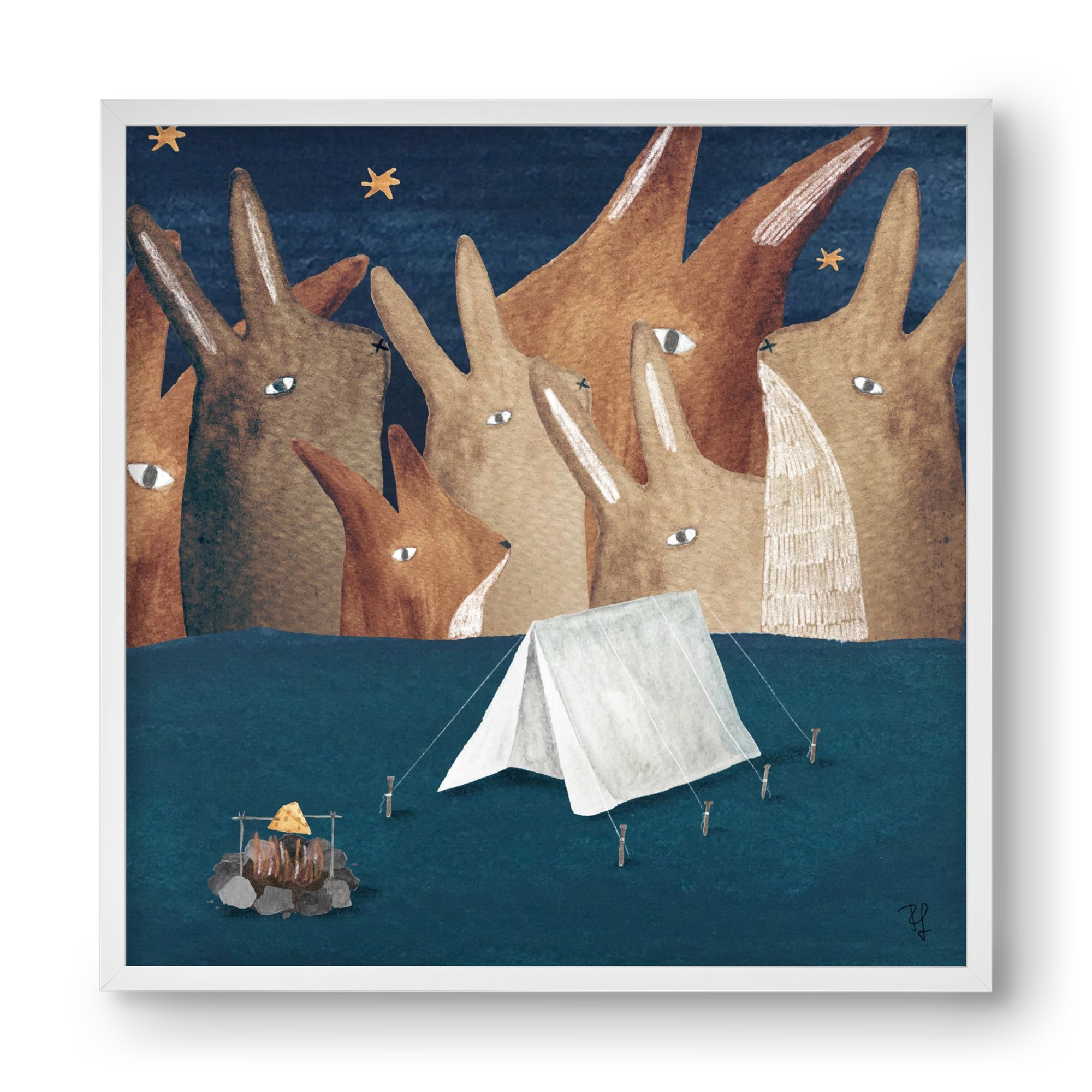 Nyúlhegyek, 40x40 cm (40x40 cm), Fehér keret