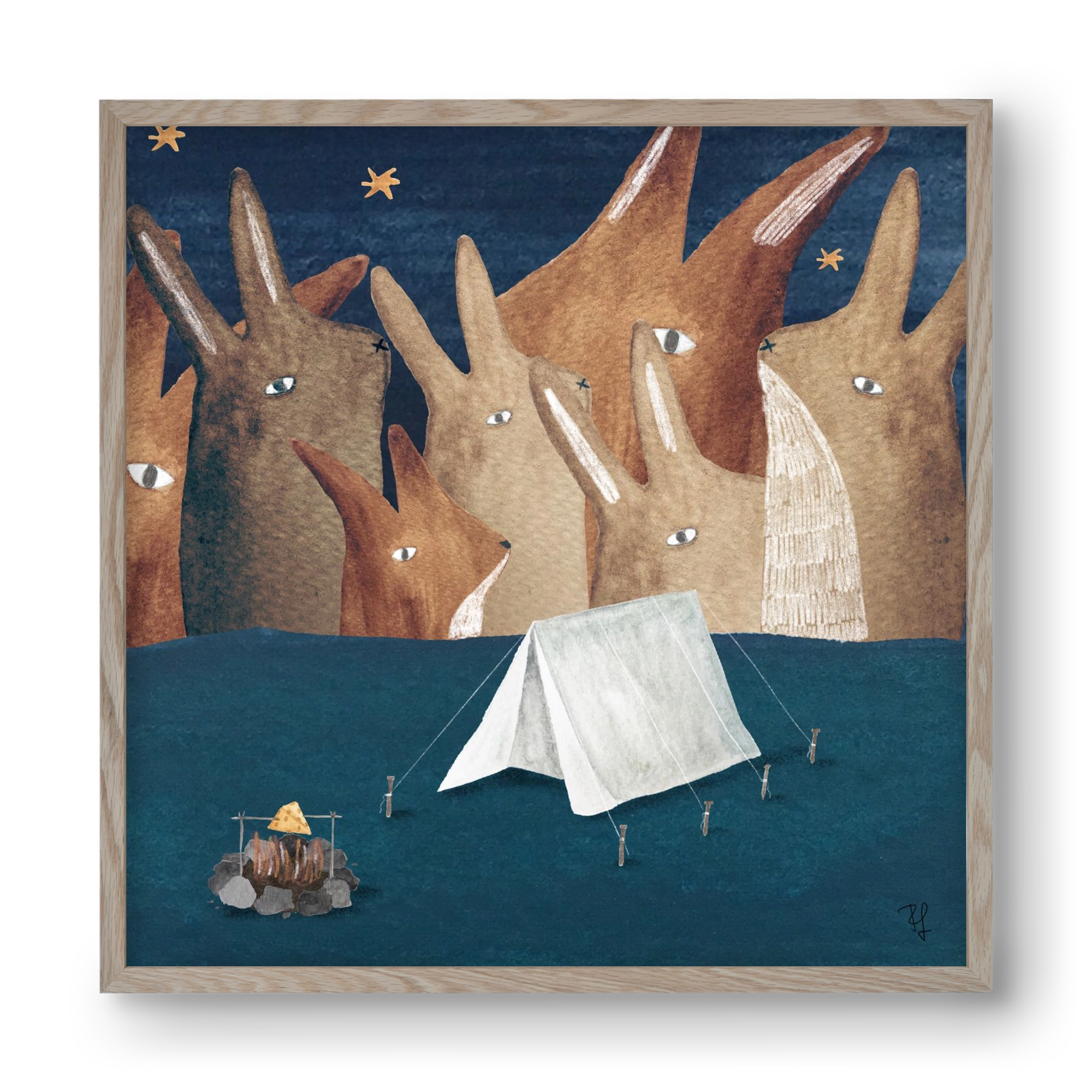 Nyúlhegyek, 40x40 cm (40x40 cm), Tölgy keret