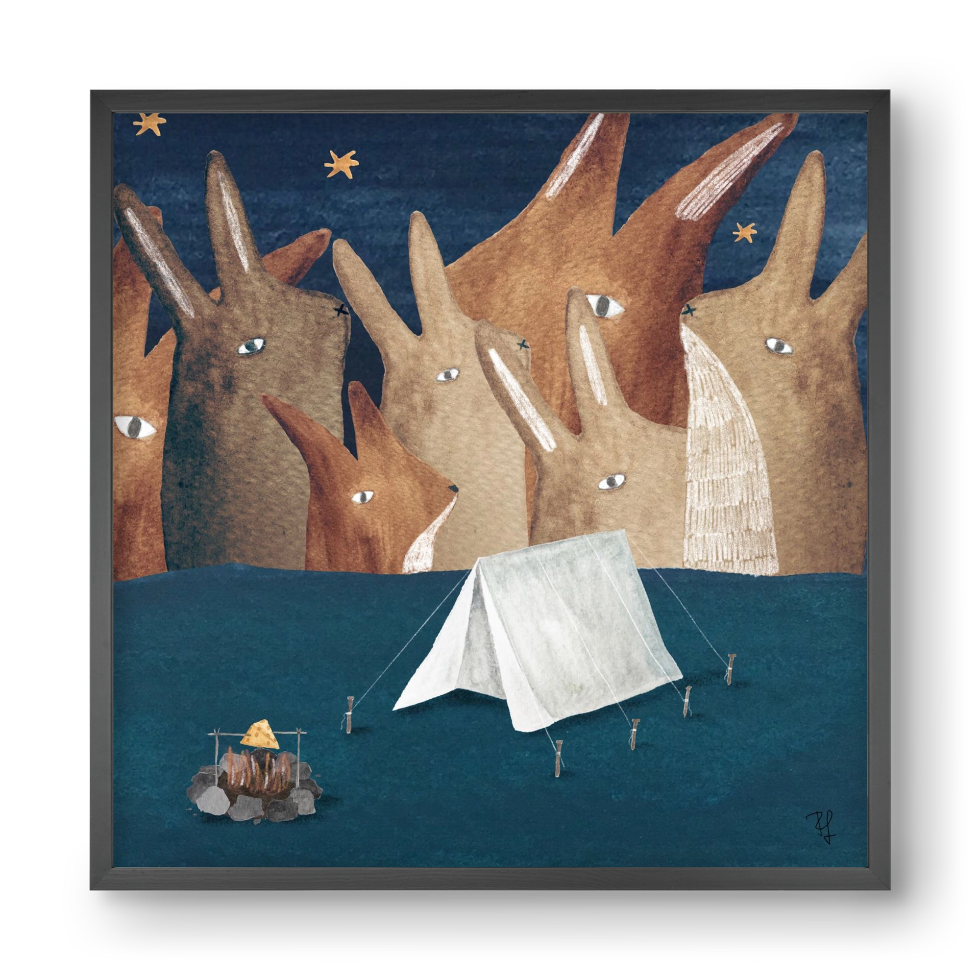 Nyúlhegyek, 40x40 cm (40x40 cm), Fekete keret