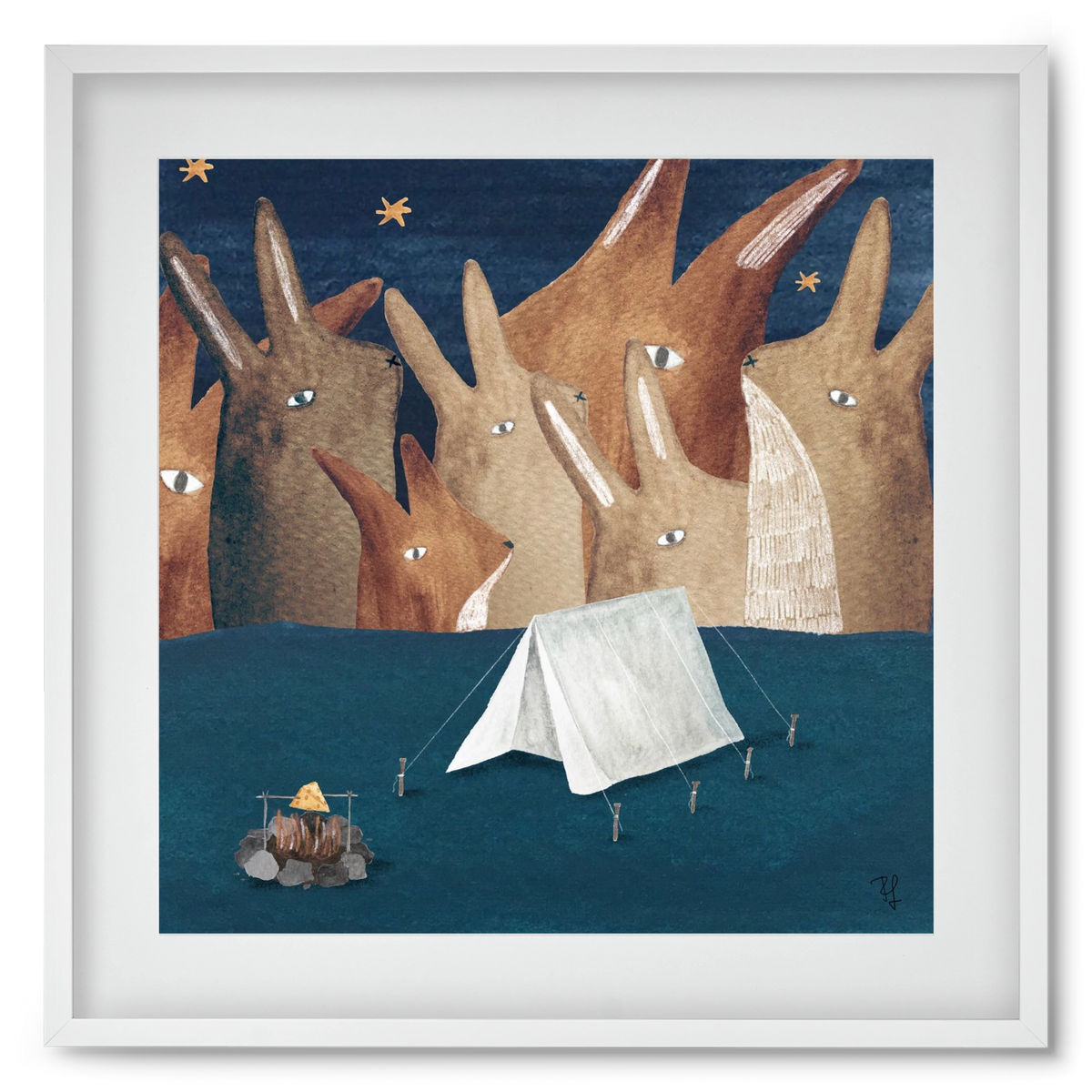 Nyúlhegyek, 50x50 cm (40x40 cm), Fehér keret, paszpartuval