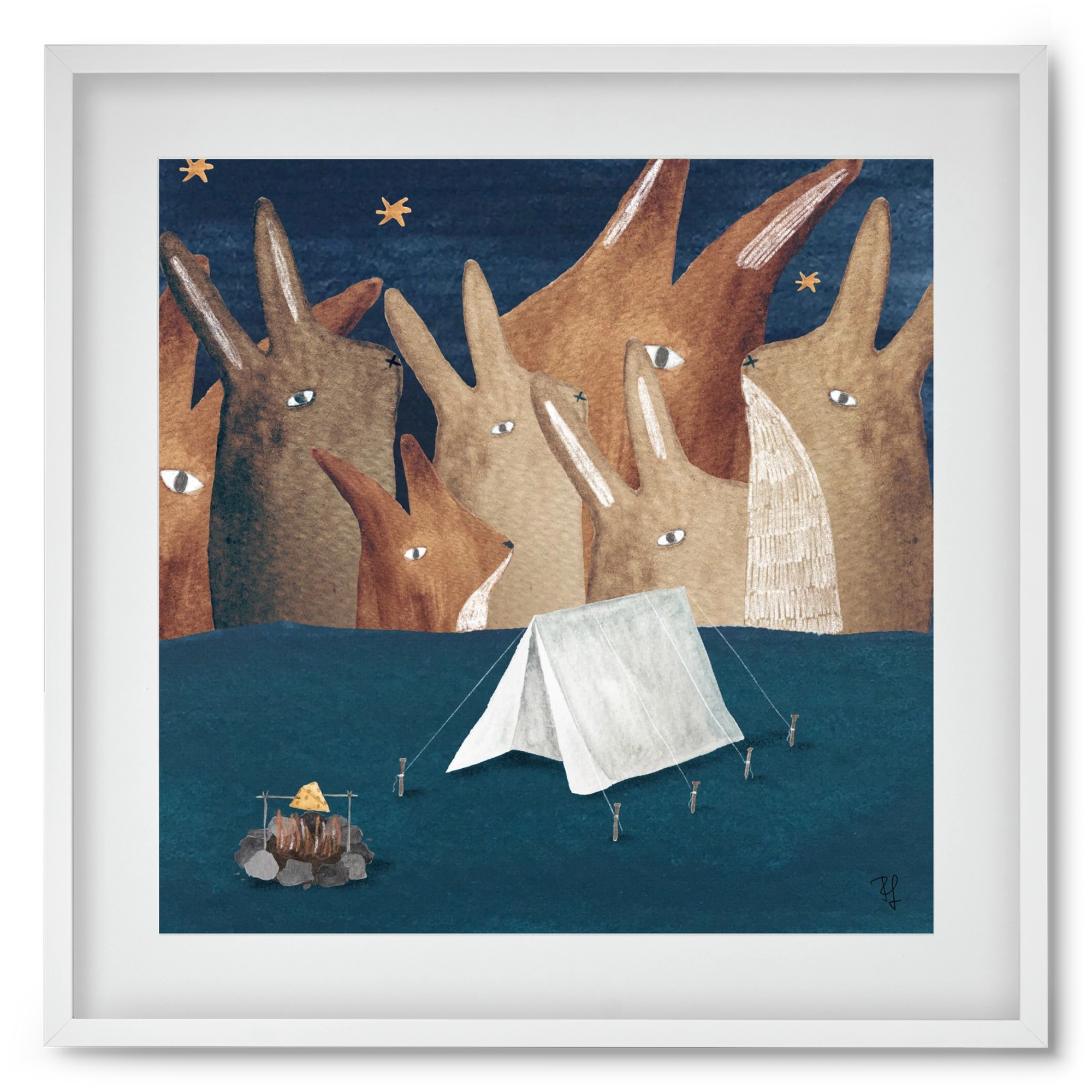 Nyúlhegyek, 50x50 cm (40x40 cm), Fehér keret, paszpartuval