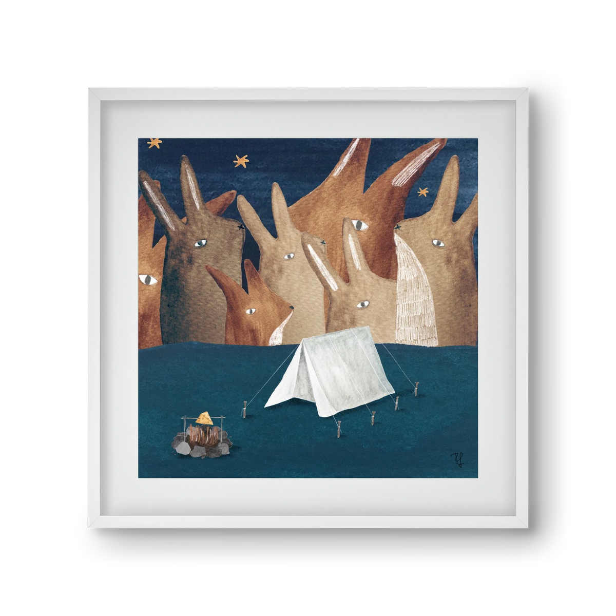 Nyúlhegyek, 30x30 cm (20x20 cm), Fehér keret, paszpartuval