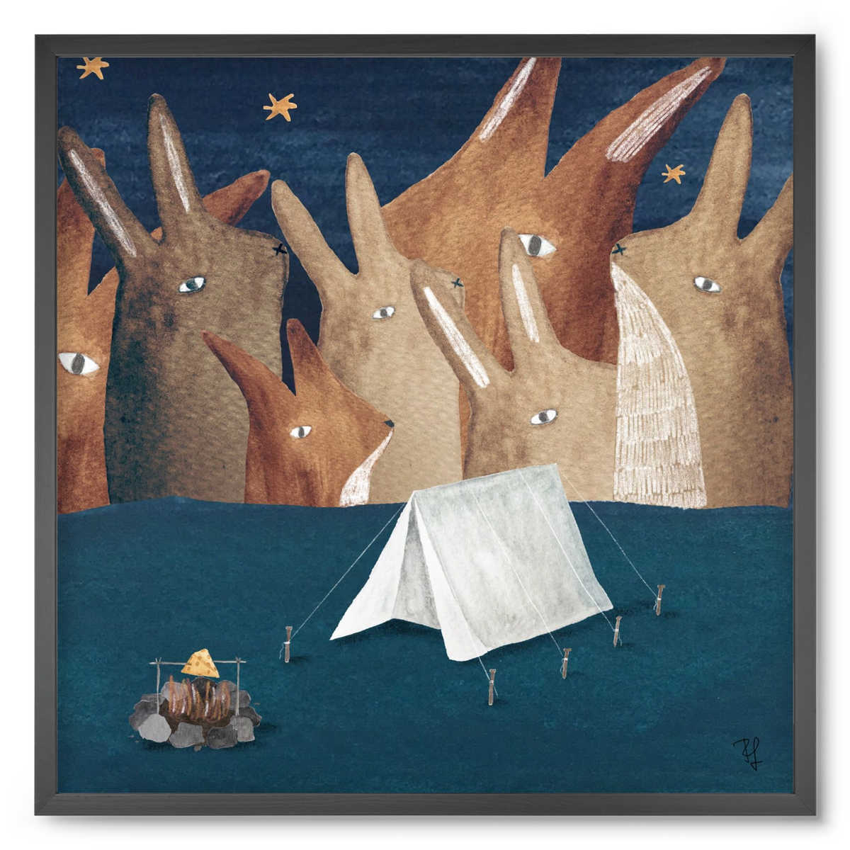 Nyúlhegyek, 50x50 cm (50x50 cm), Fekete keret