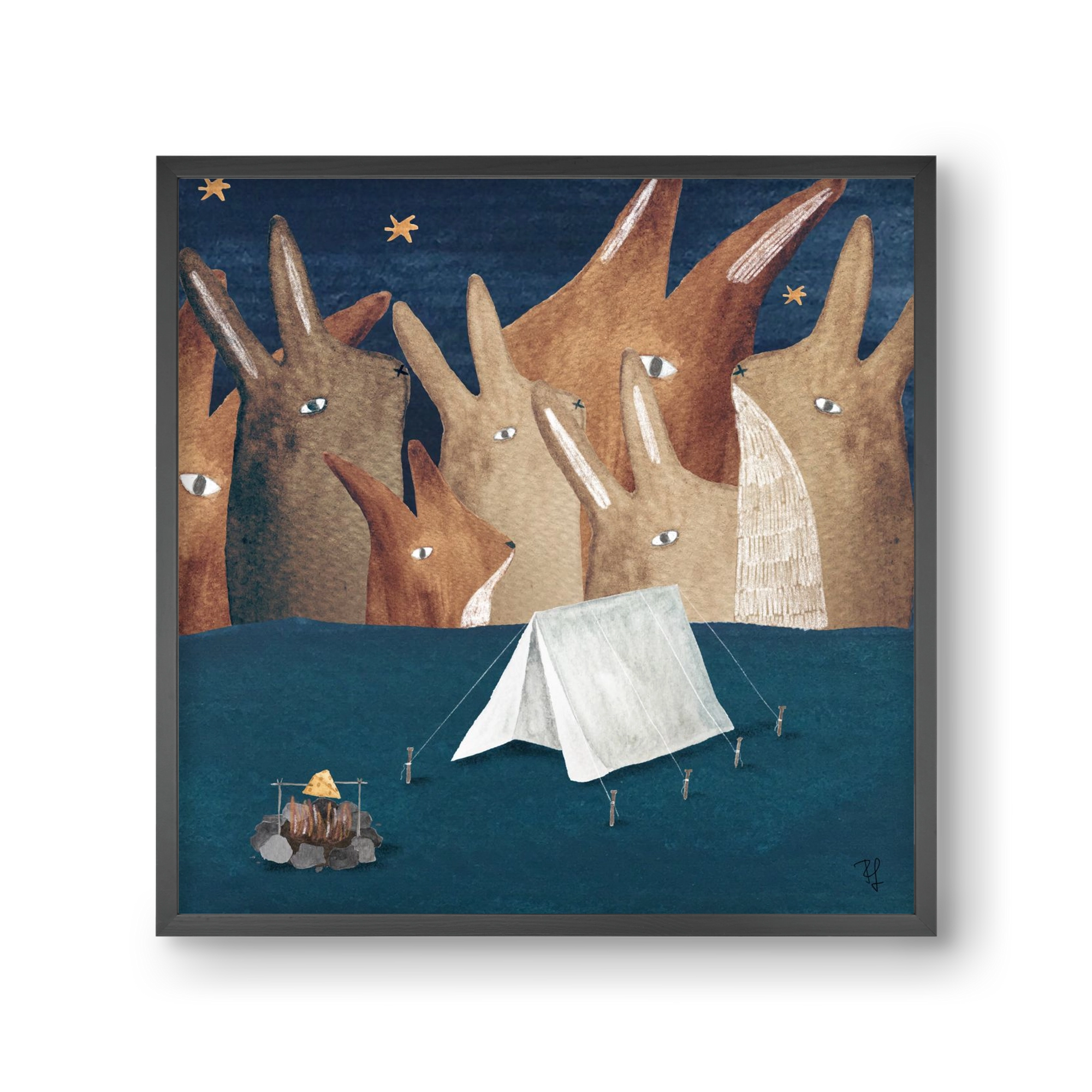 Nyúlhegyek, 30x30 cm (30x30 cm), Fekete keret