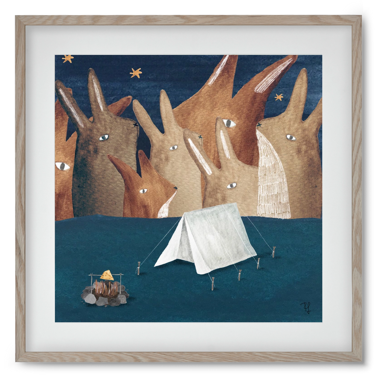 Nyúlhegyek, 50x50 cm (40x40 cm), Tölgy keret, paszpartuval