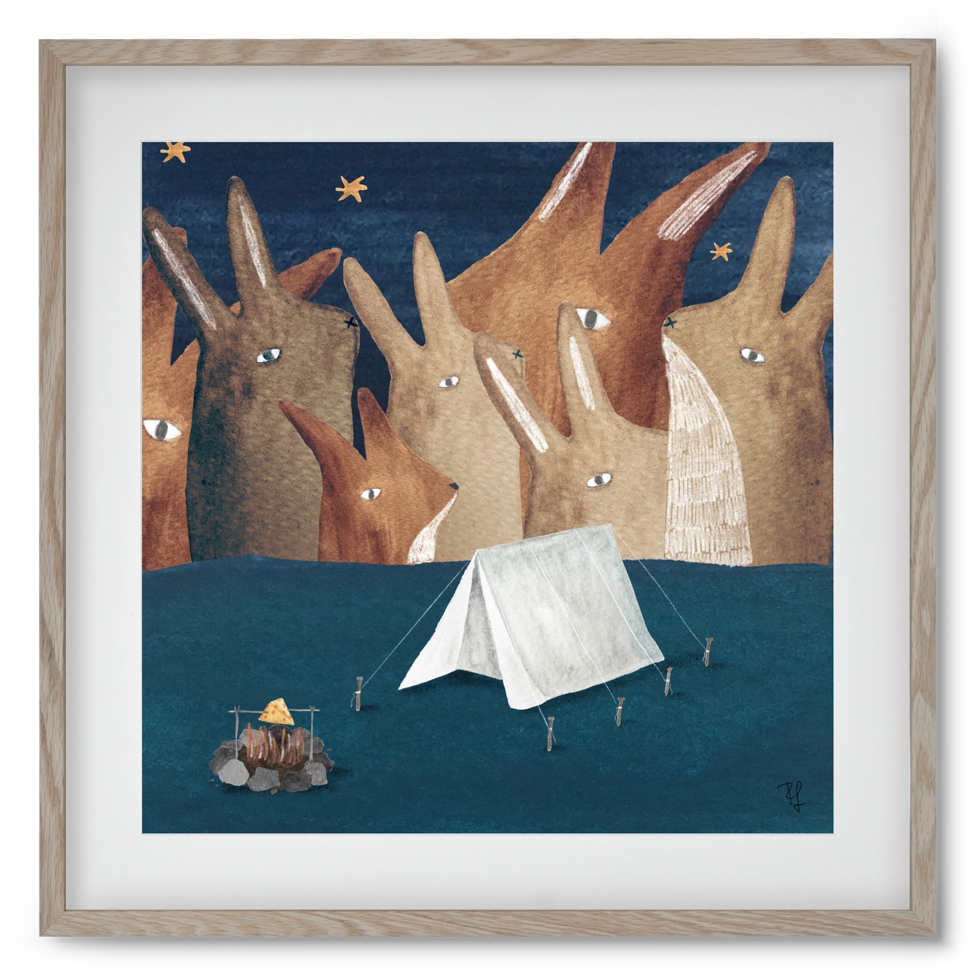 Nyúlhegyek, 50x50 cm (40x40 cm), Tölgy keret, paszpartuval