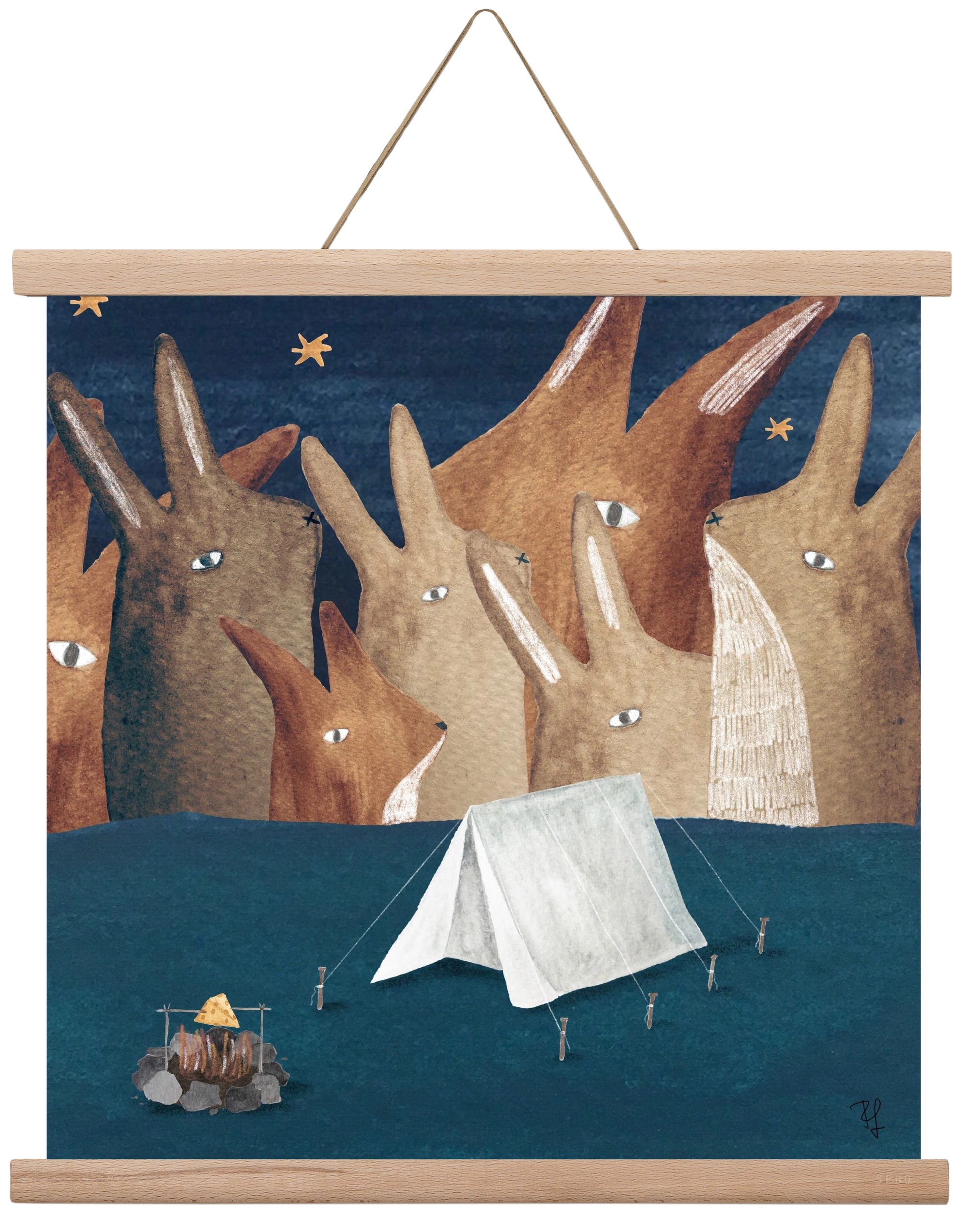 Nyúlhegyek, 40x40 cm (40x40 cm), Tölgy akasztó