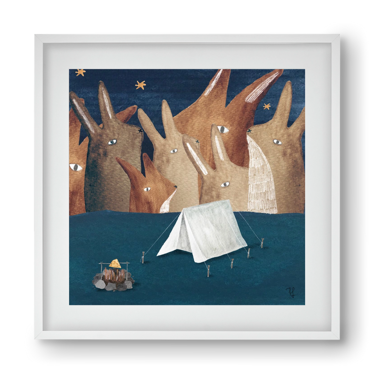 Nyúlhegyek, 40x40 cm (30x30 cm), Fehér keret, paszpartuval