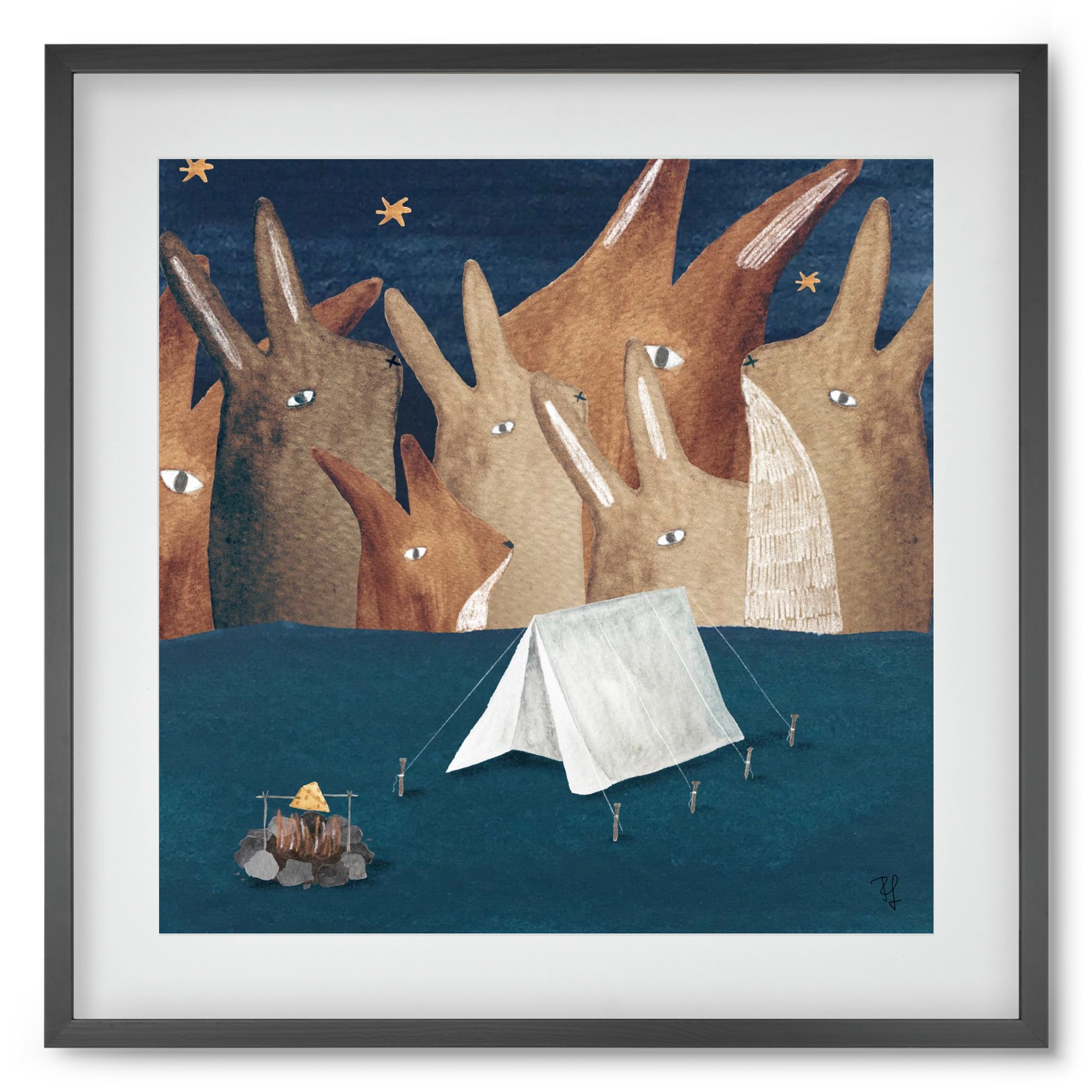 Nyúlhegyek, 50x50 cm (40x40 cm), Fekete keret, paszpartuval