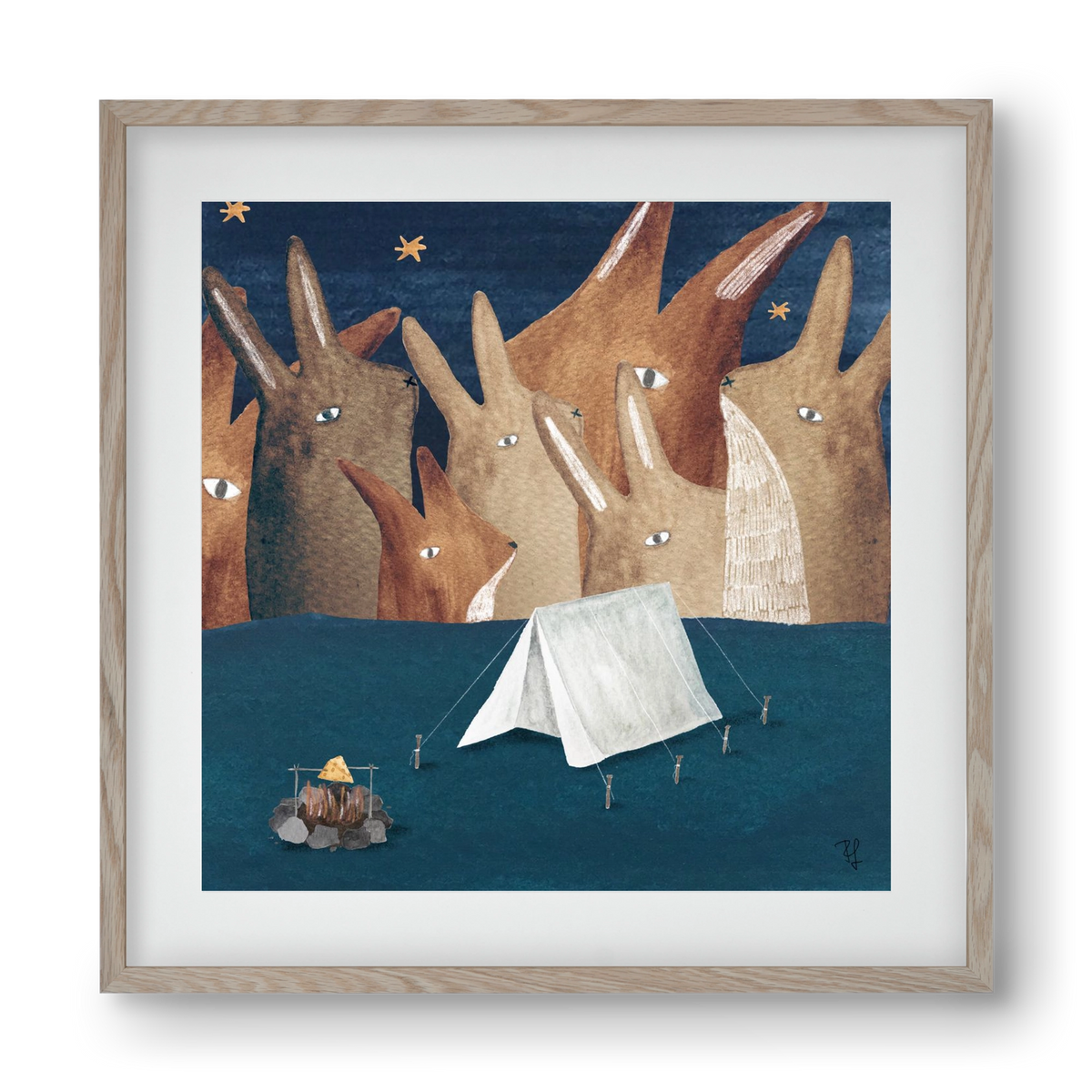 Nyúlhegyek, 40x40 cm (30x30 cm), Tölgy keret, paszpartuval