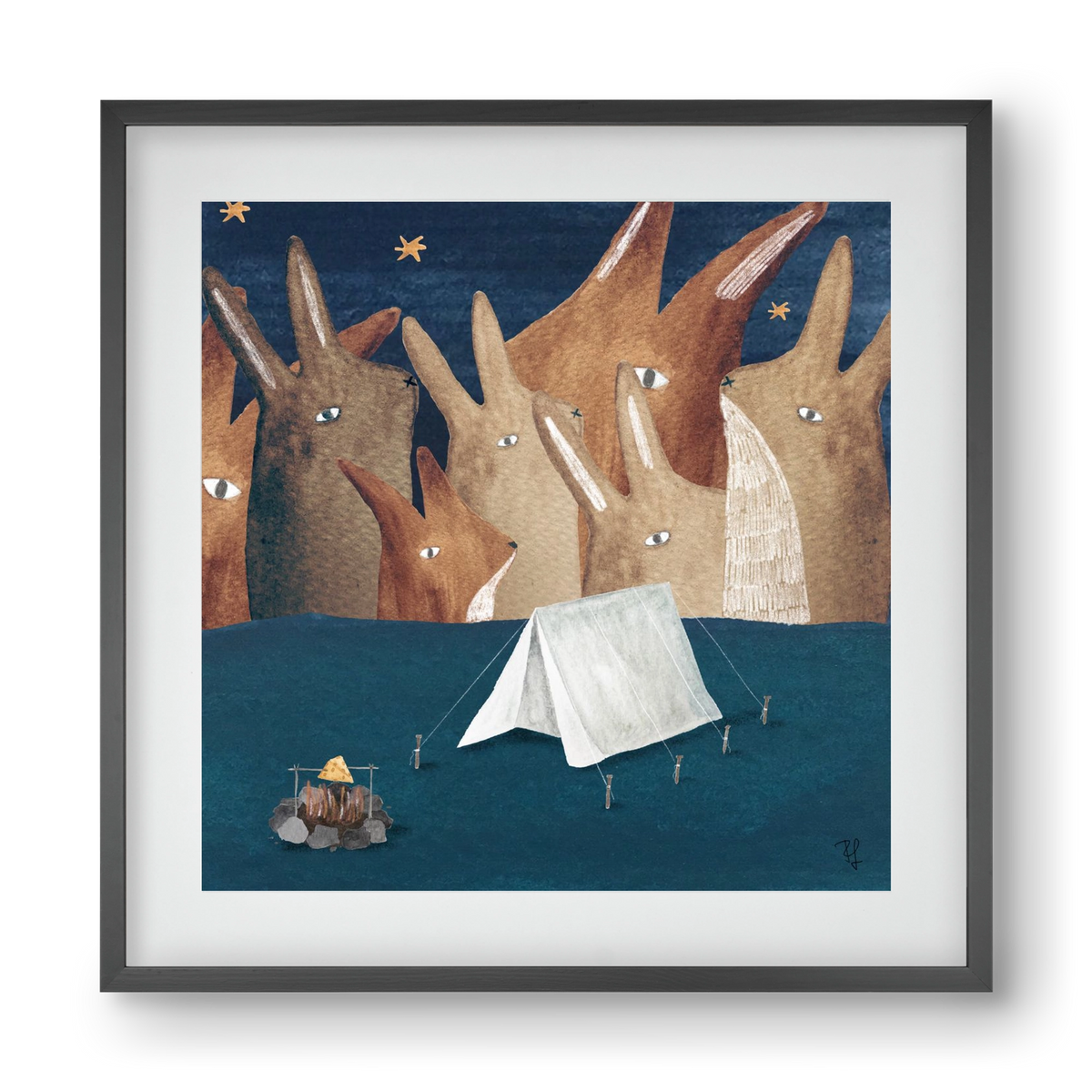 Nyúlhegyek, 40x40 cm (30x30 cm), Fekete keret, paszpartuval