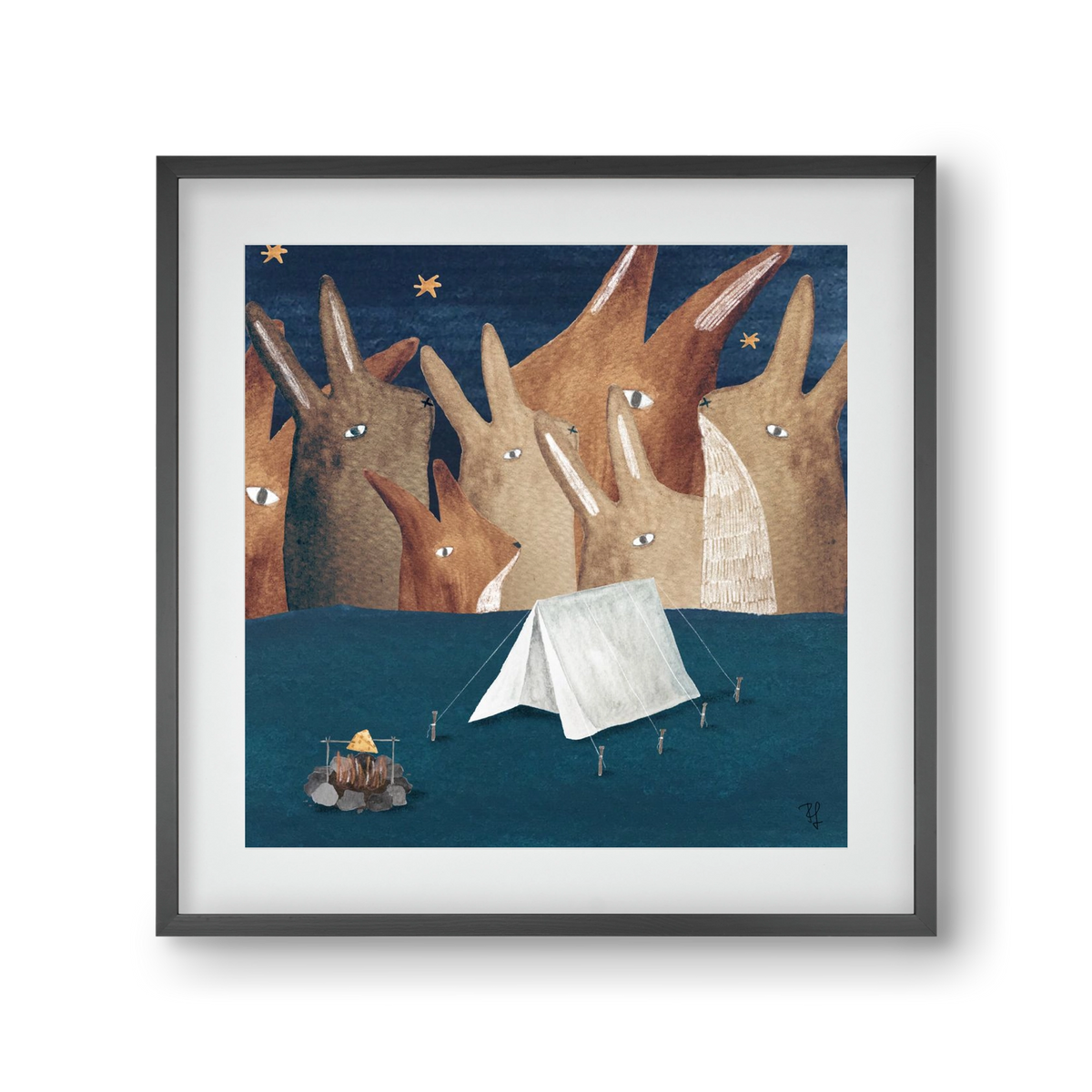 Nyúlhegyek, 30x30 cm (20x20 cm), Fekete keret, paszpartuval