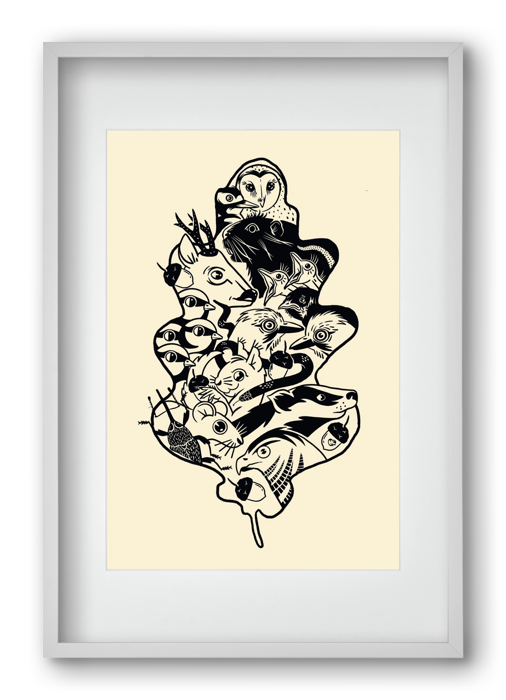 Tölgy, 40x60 cm (30x45 cm), Fehér keret, paszpartuval