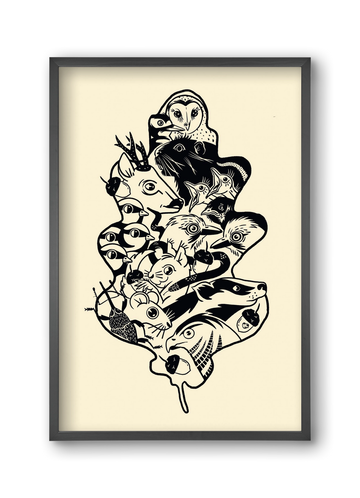 Tölgy, 30x45 cm (30x45 cm), Fekete keret