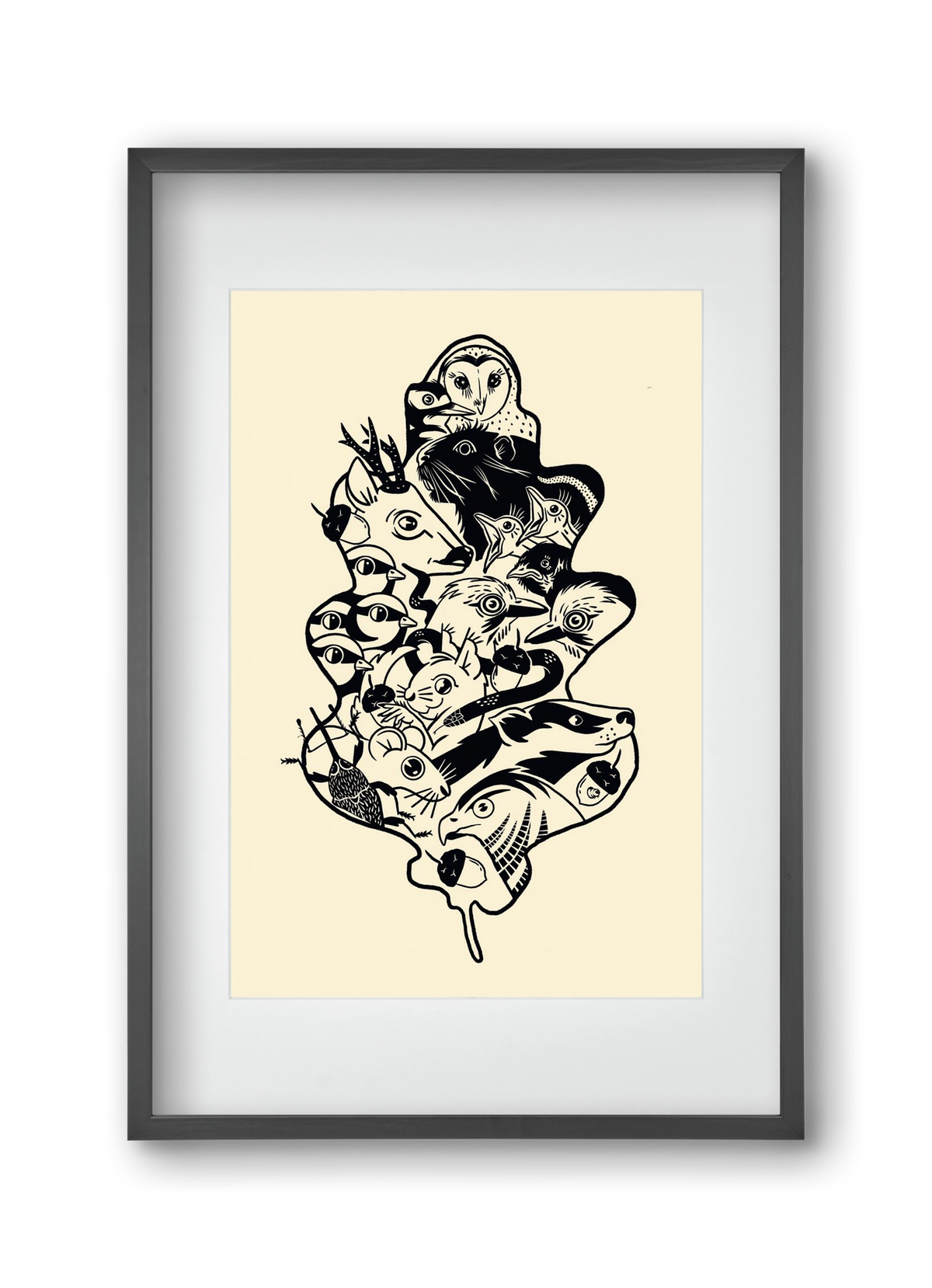 Tölgy, 30x45 cm (20x30 cm), Fekete keret, paszpartuval