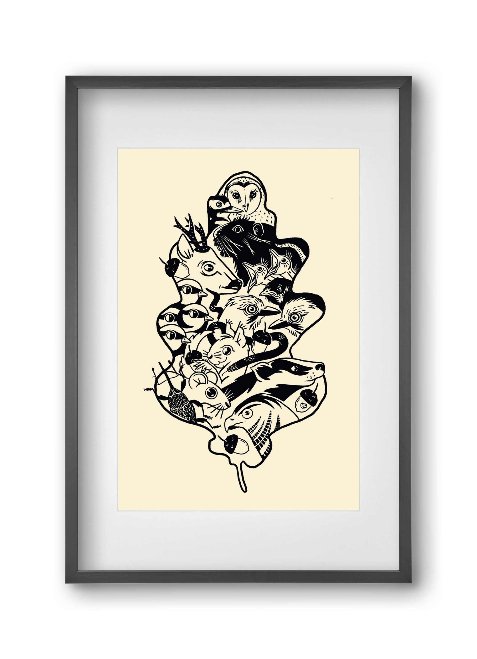 Tölgy, 30x45 cm (20x30 cm), Fekete keret, paszpartuval