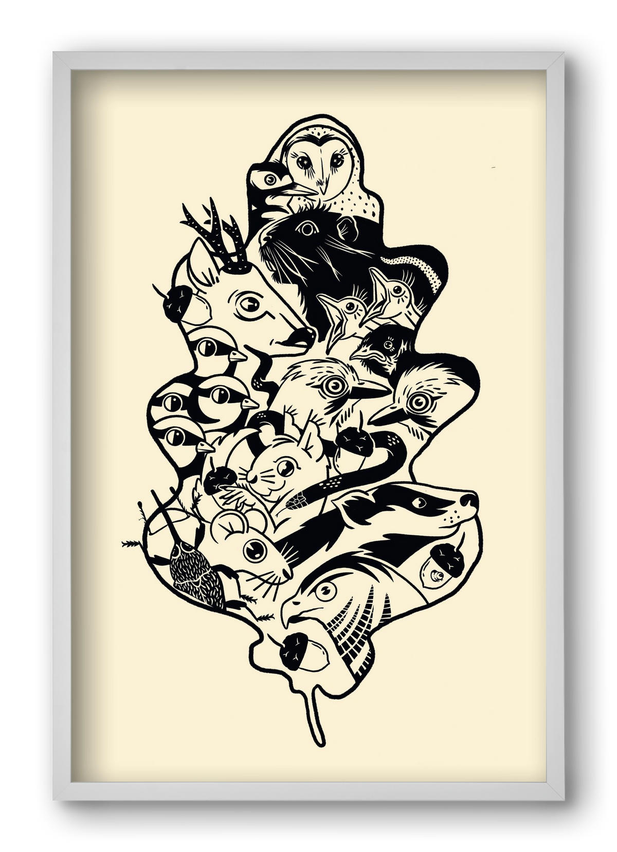 Tölgy, 40x60 cm (40x60 cm), Fehér keret