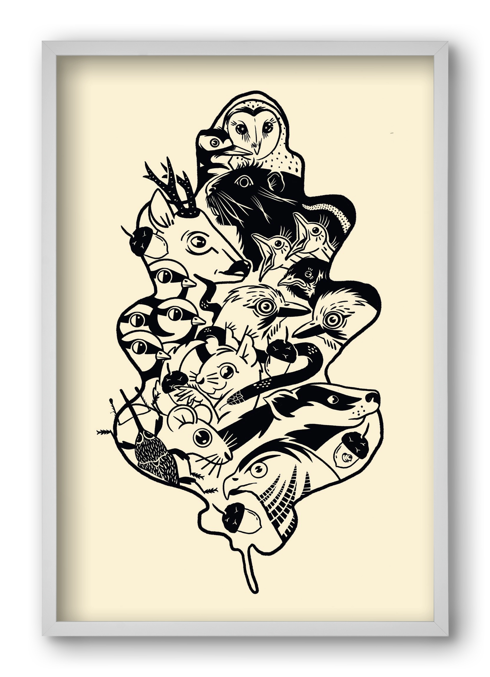 Tölgy, 40x60 cm (40x60 cm), Fehér keret