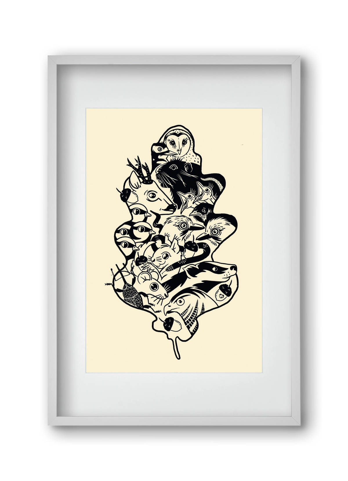 Tölgy, 30x45 cm (20x30 cm), Fehér keret, paszpartuval