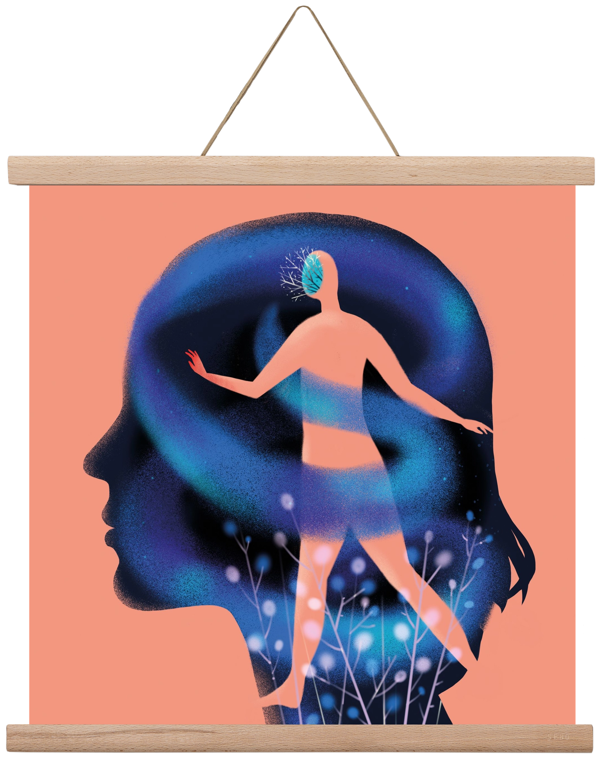 Tudatalatti, 40x40 cm (40x40 cm), Tölgy akasztó