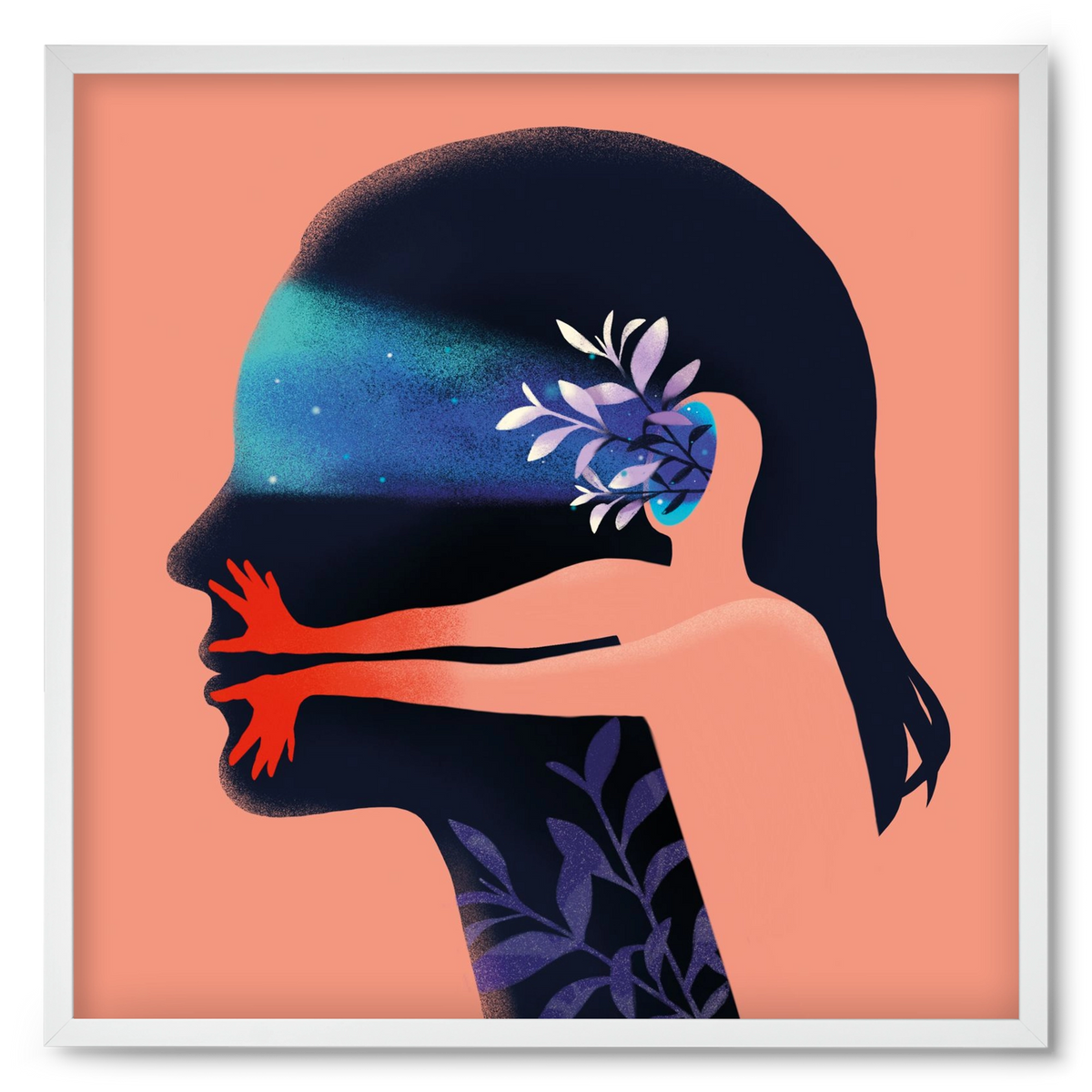 Tudatalatti 02., 50x50 cm (50x50 cm), Fehér keret