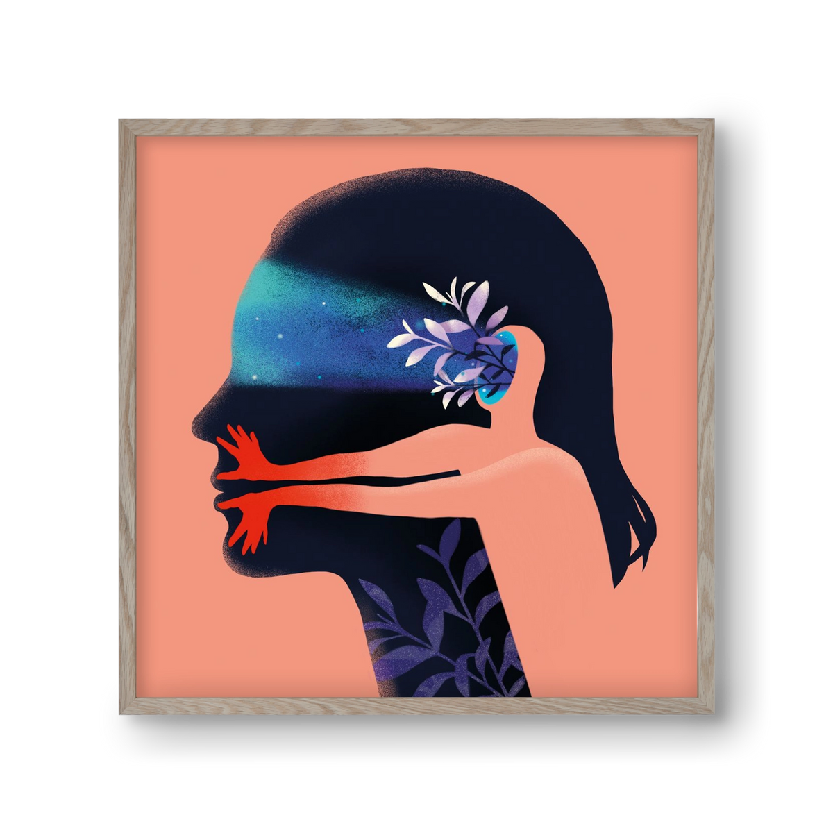 Tudatalatti 02., 30x30 cm (30x30 cm), Tölgy keret