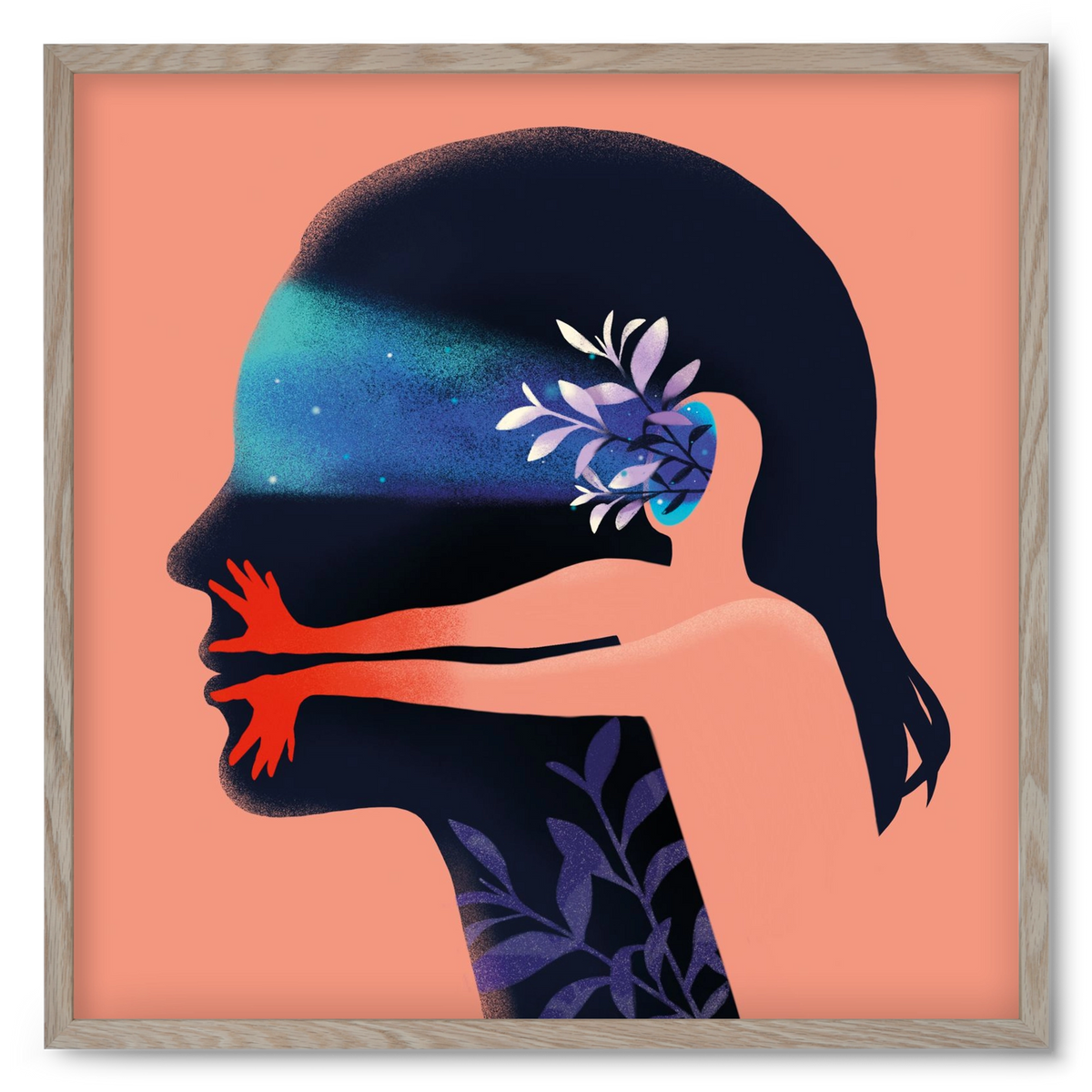 Tudatalatti 02., 50x50 cm (50x50 cm), Tölgy keret