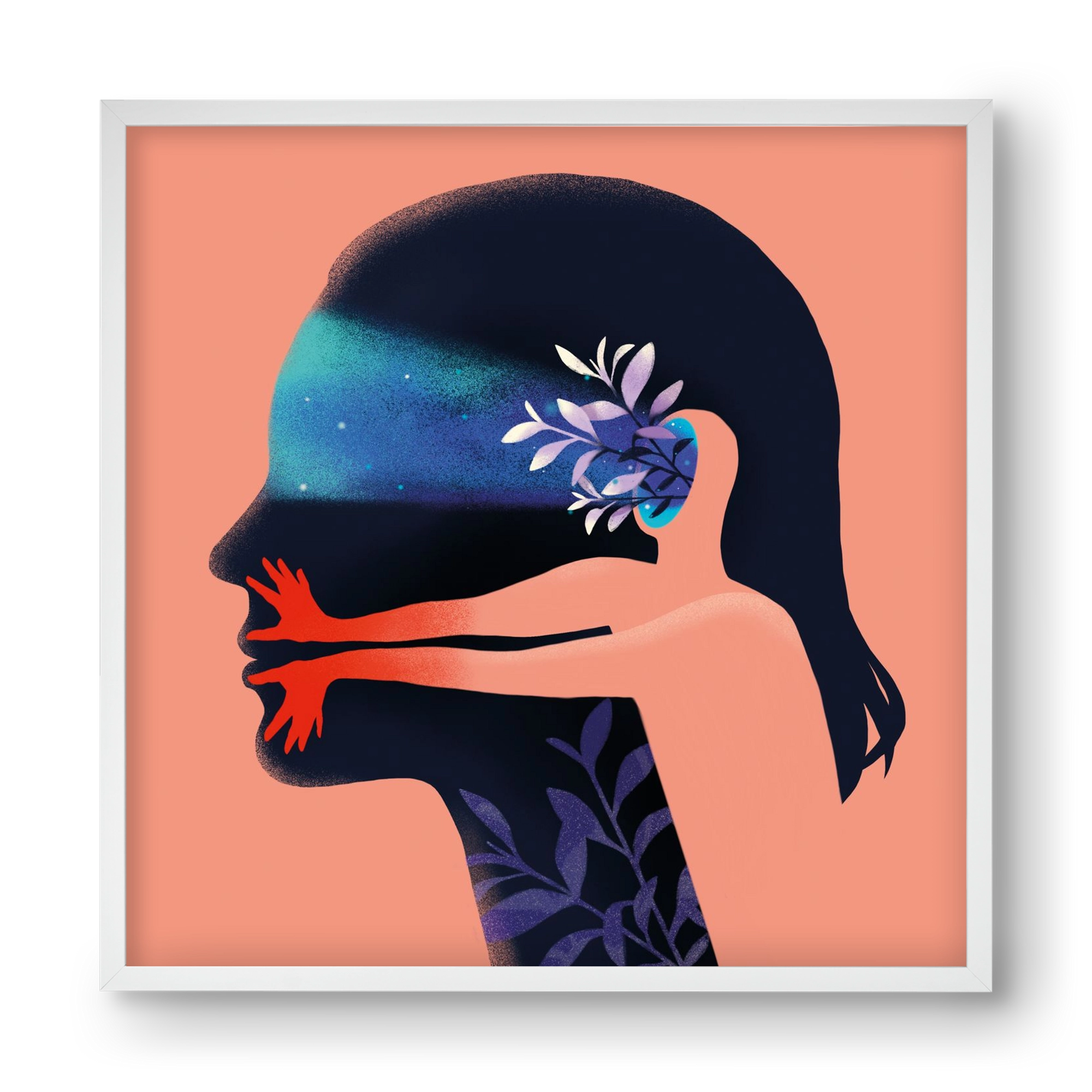 Tudatalatti 02., 40x40 cm (40x40 cm), Fehér keret