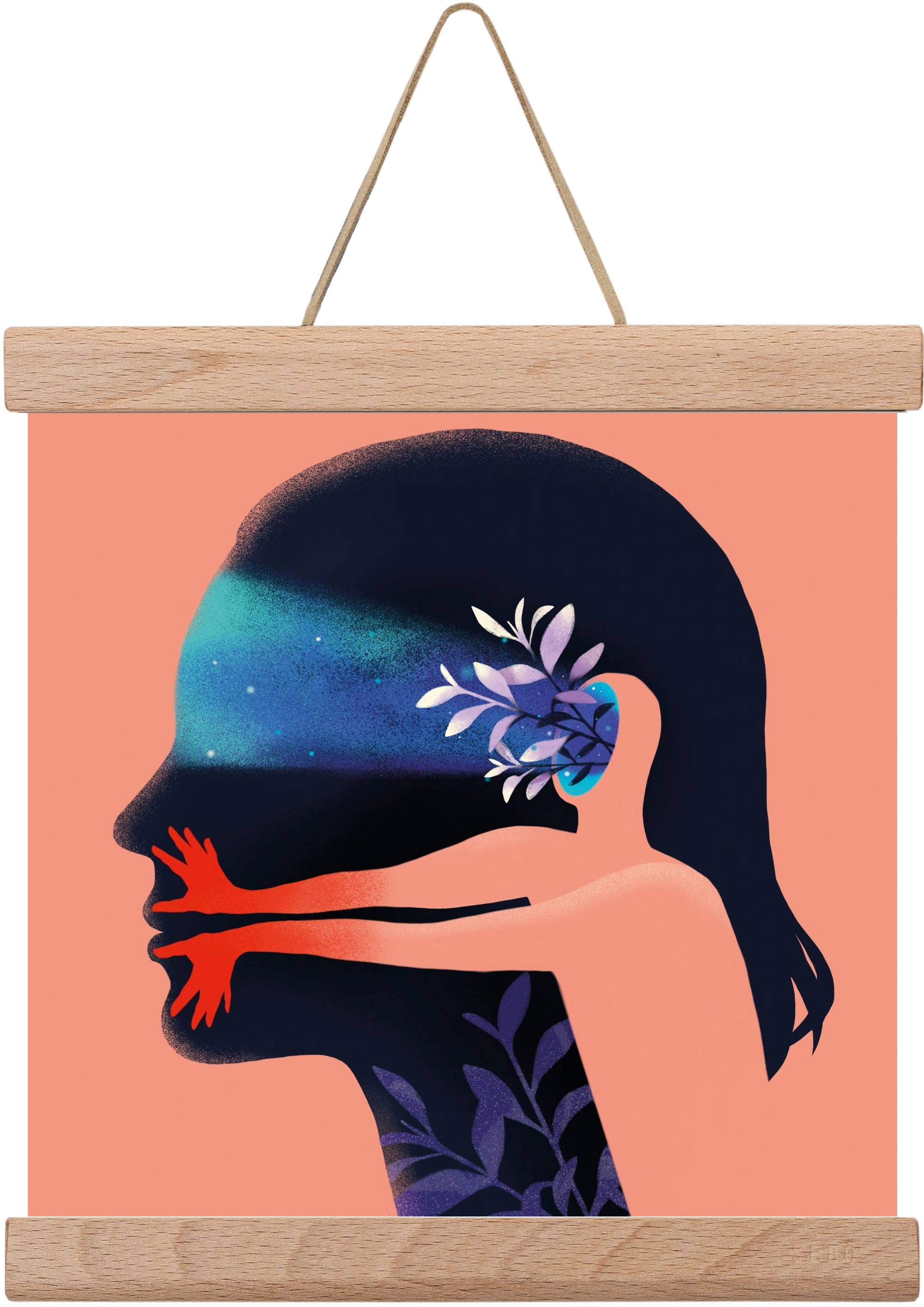 Tudatalatti 02., 20x20 cm (20x20 cm), Tölgy akasztó