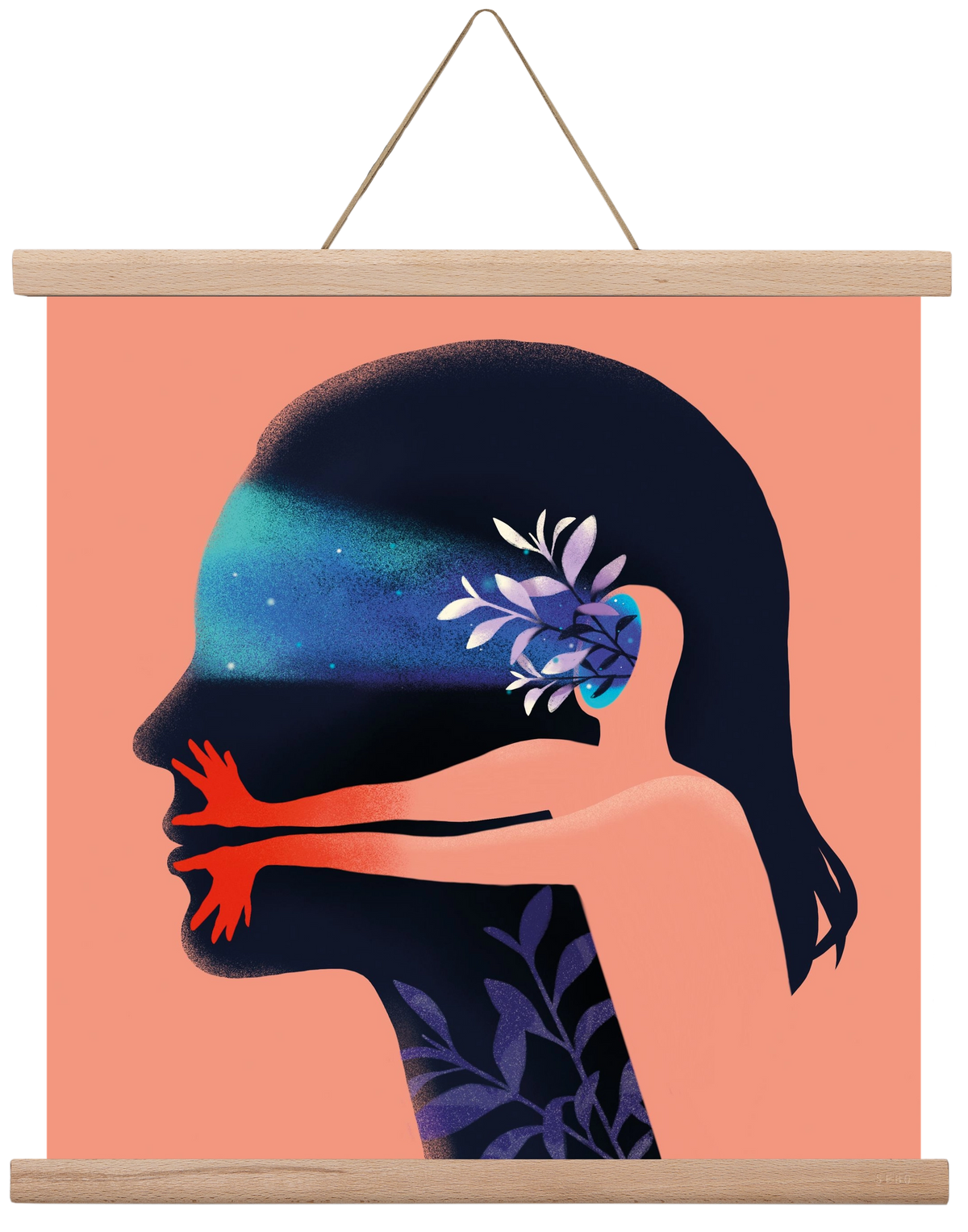 Tudatalatti 02., 40x40 cm (40x40 cm), Tölgy akasztó