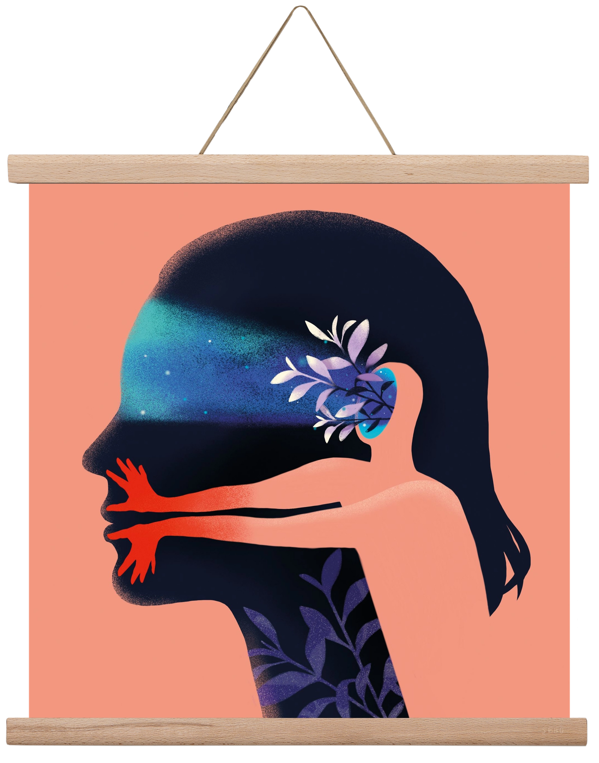 Tudatalatti 02., 40x40 cm (40x40 cm), Tölgy akasztó