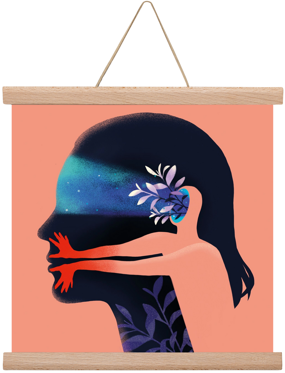 Tudatalatti 02., 30x30 cm (30x30 cm), Tölgy akasztó