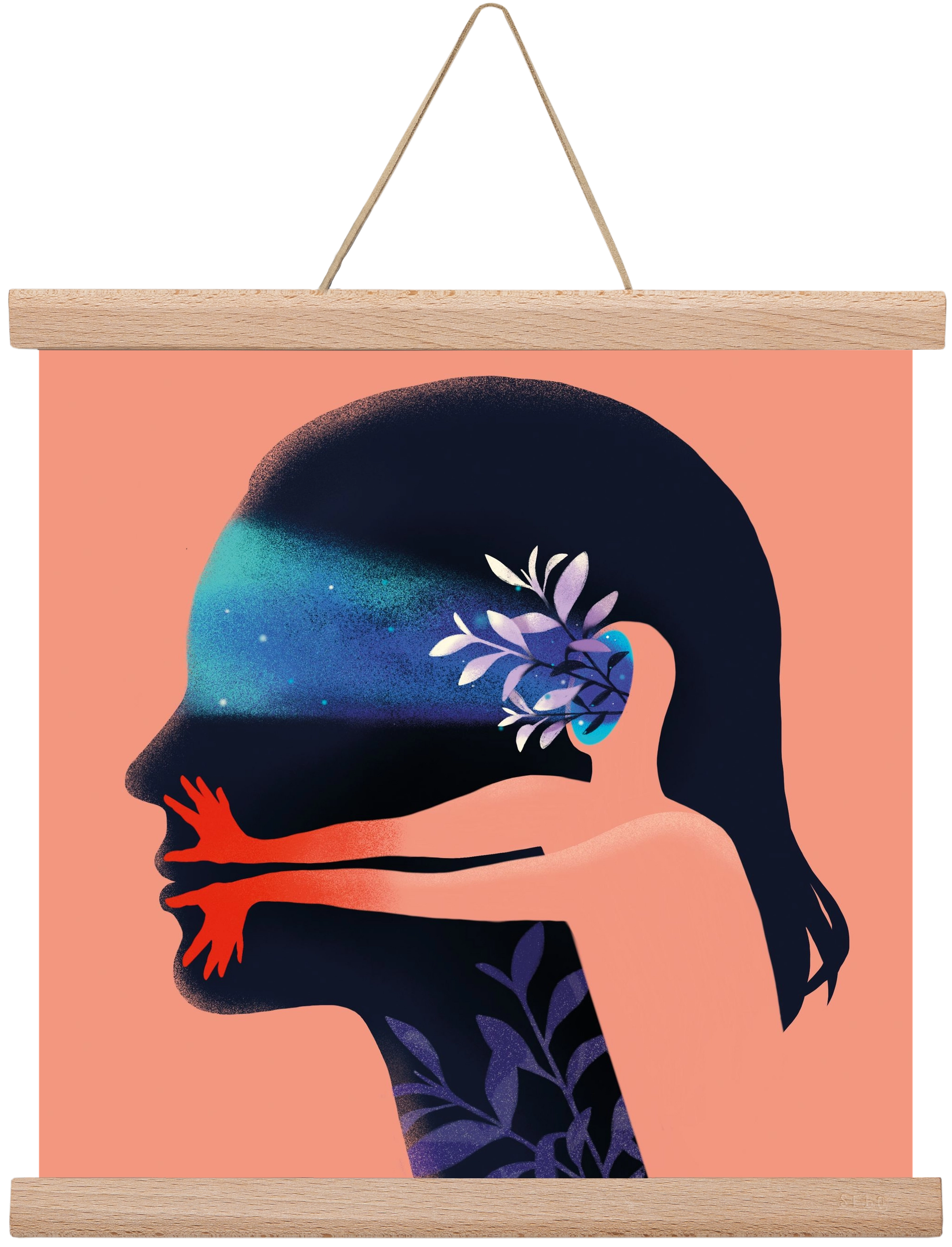 Tudatalatti 02., 30x30 cm (30x30 cm), Tölgy akasztó