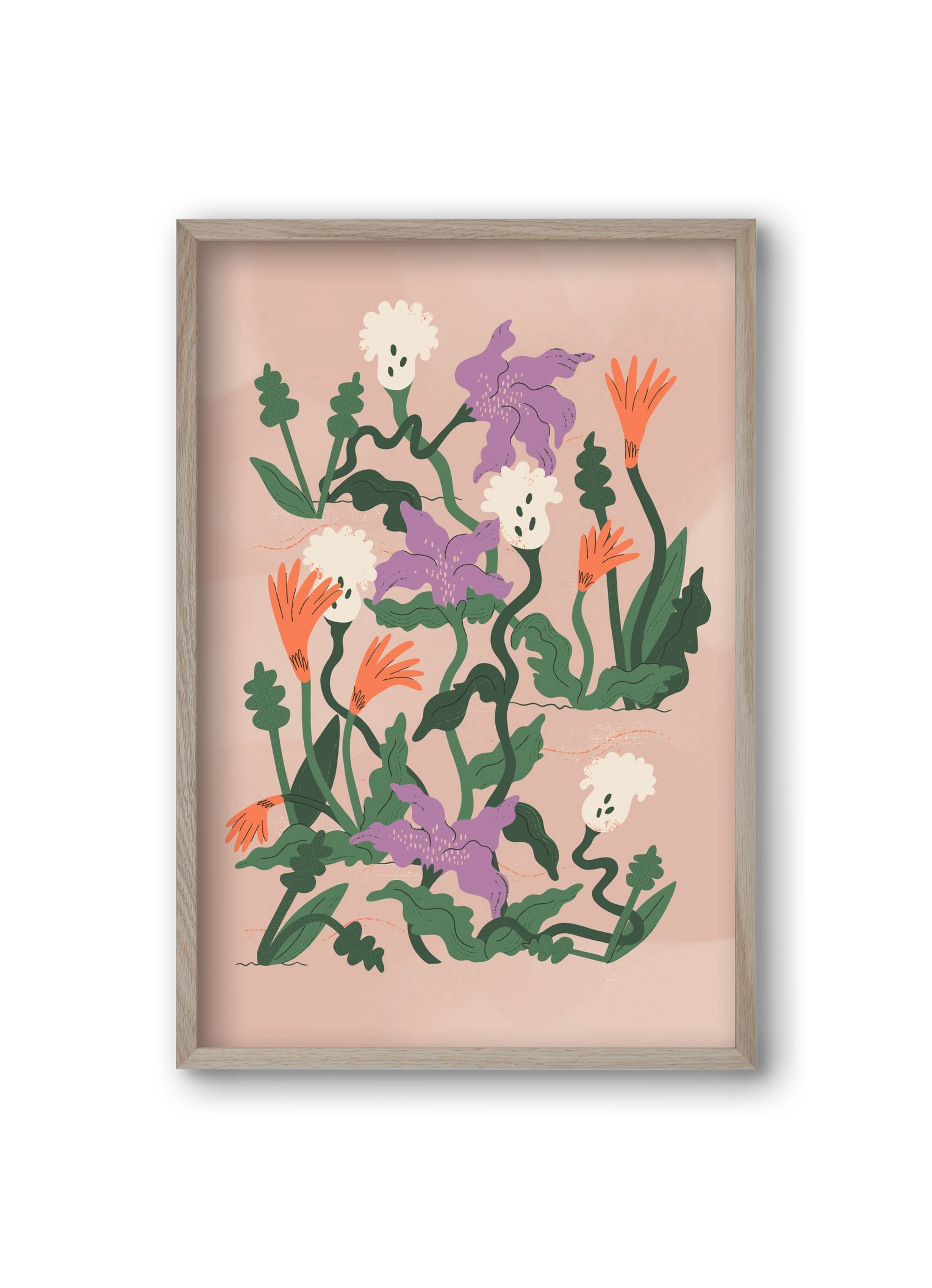 Floral, 20x30 cm (20x30 cm), Tölgy keret