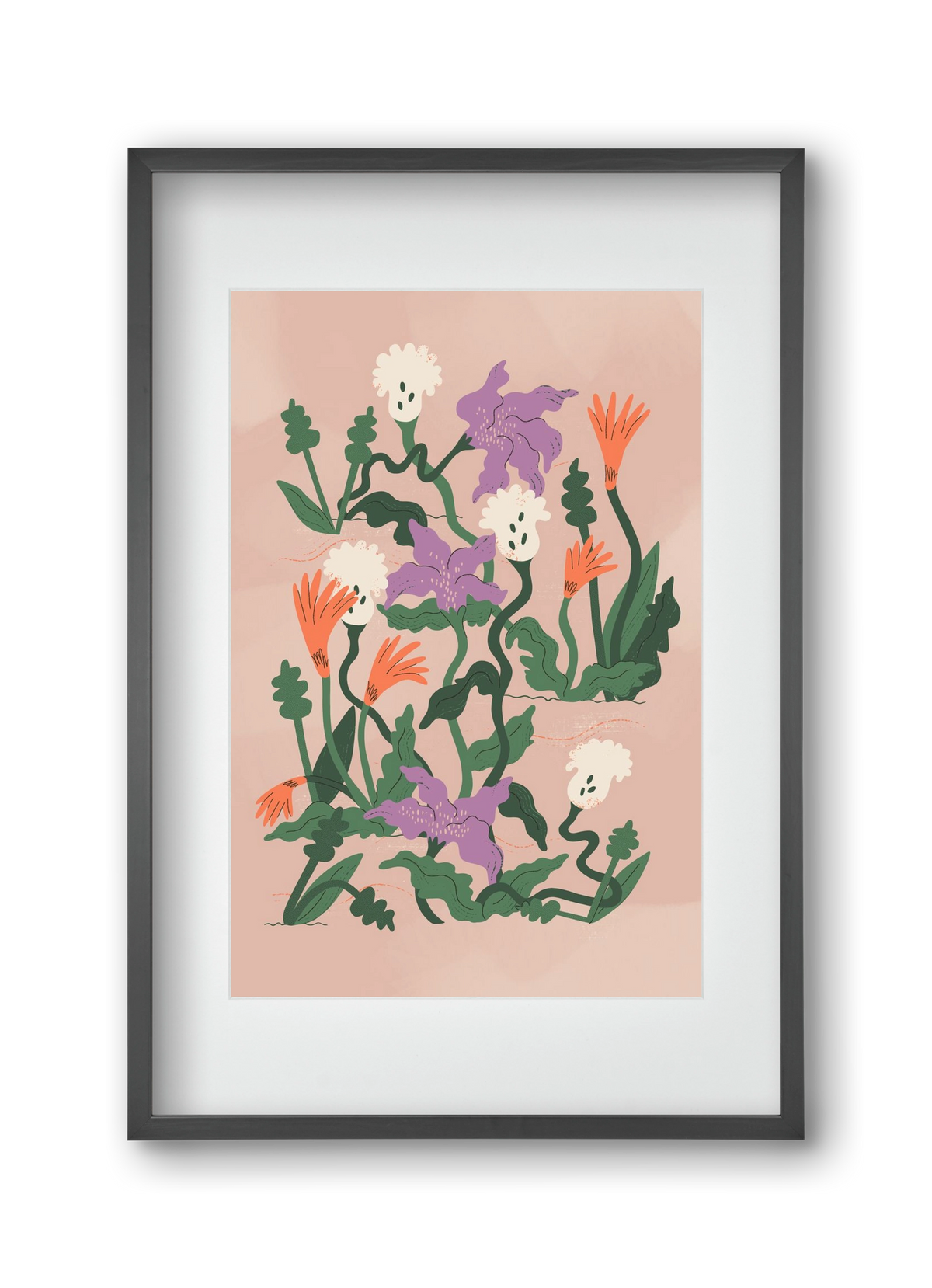 Floral, 30x45 cm (20x30 cm), Fekete keret, paszpartuval