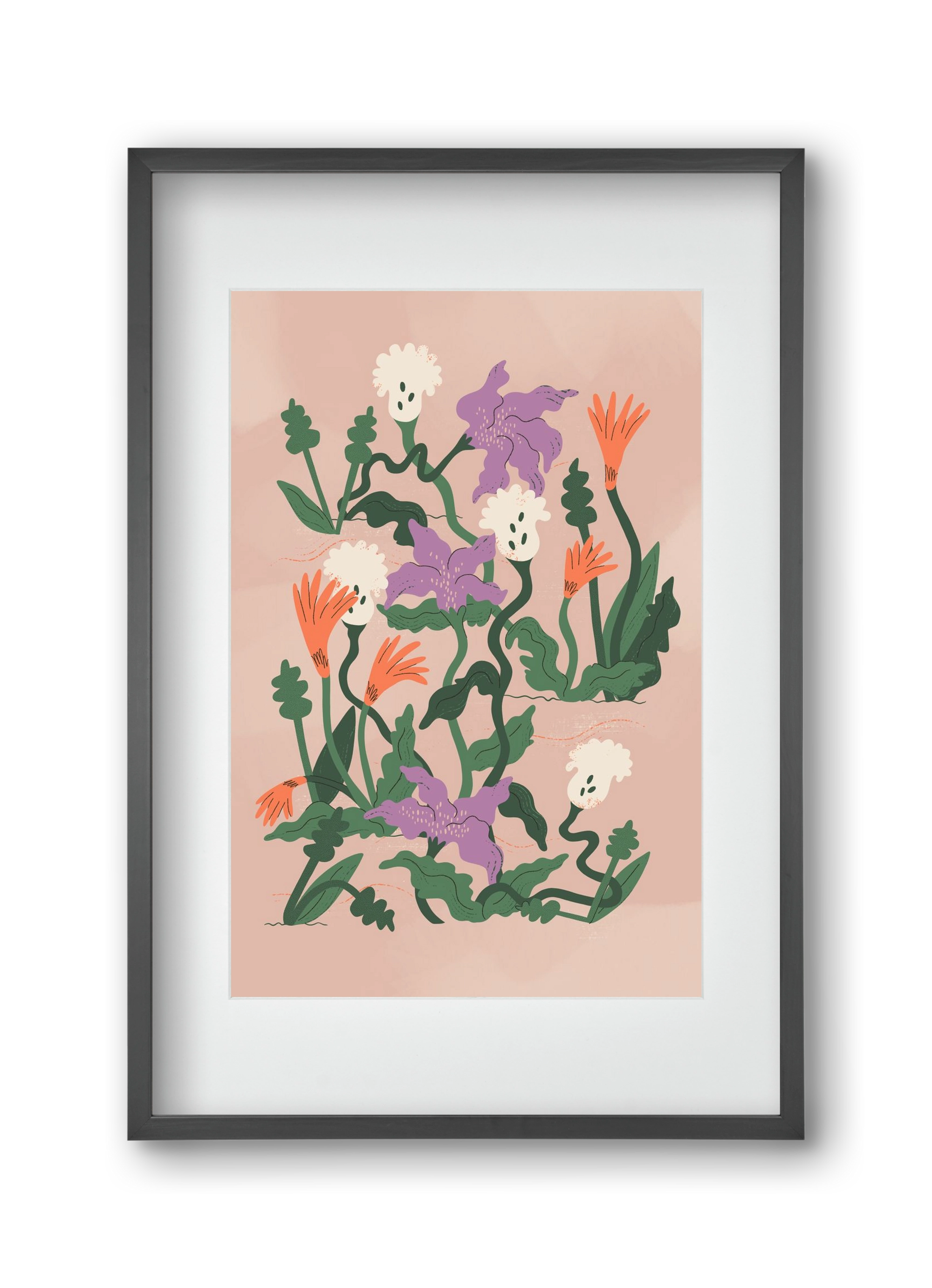 Floral, 30x45 cm (20x30 cm), Fekete keret, paszpartuval