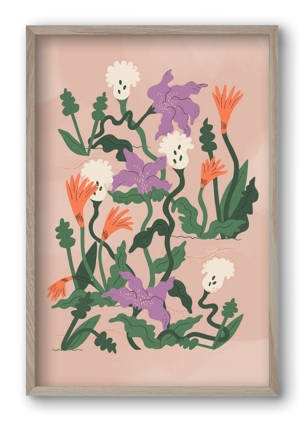 Floral, 40x60 cm (40x60 cm), Tölgy keret