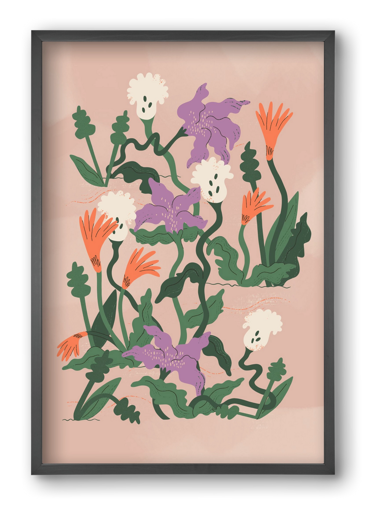 Floral, 40x60 cm (40x60 cm), Fekete keret