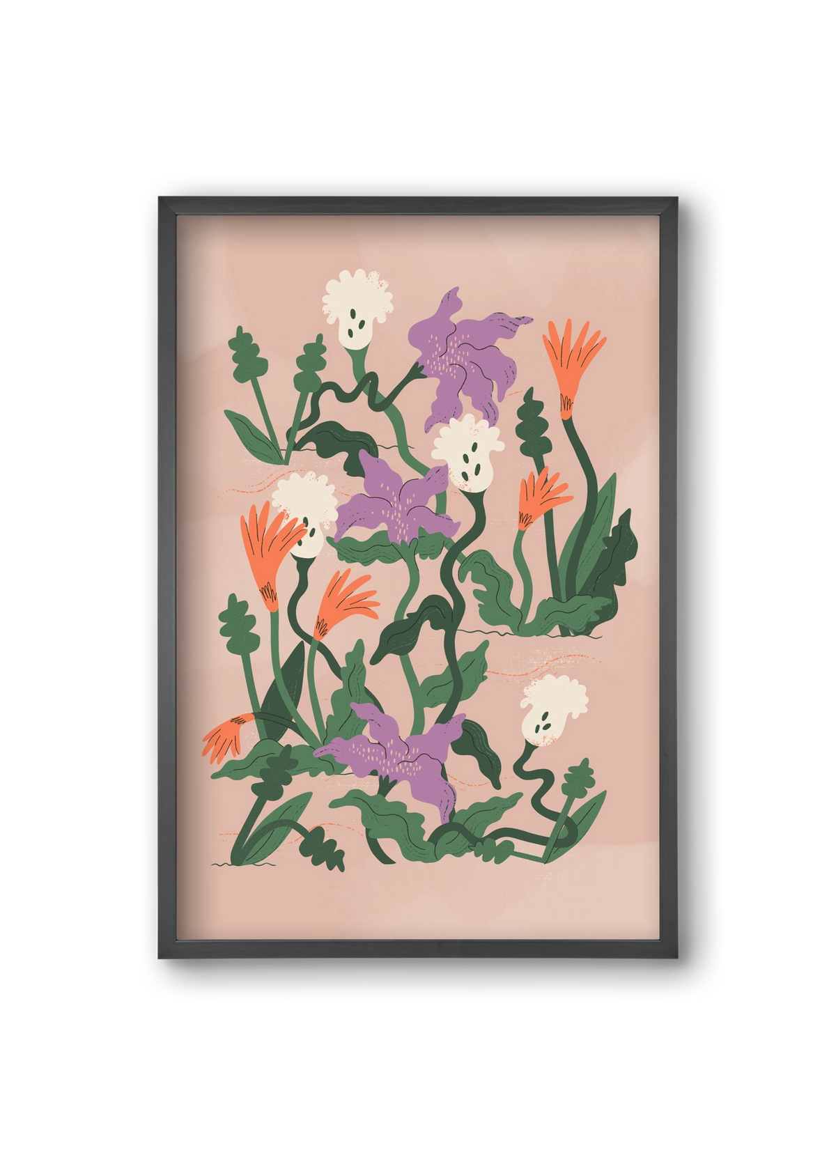 Floral, 20x30 cm (20x30 cm), Fekete keret