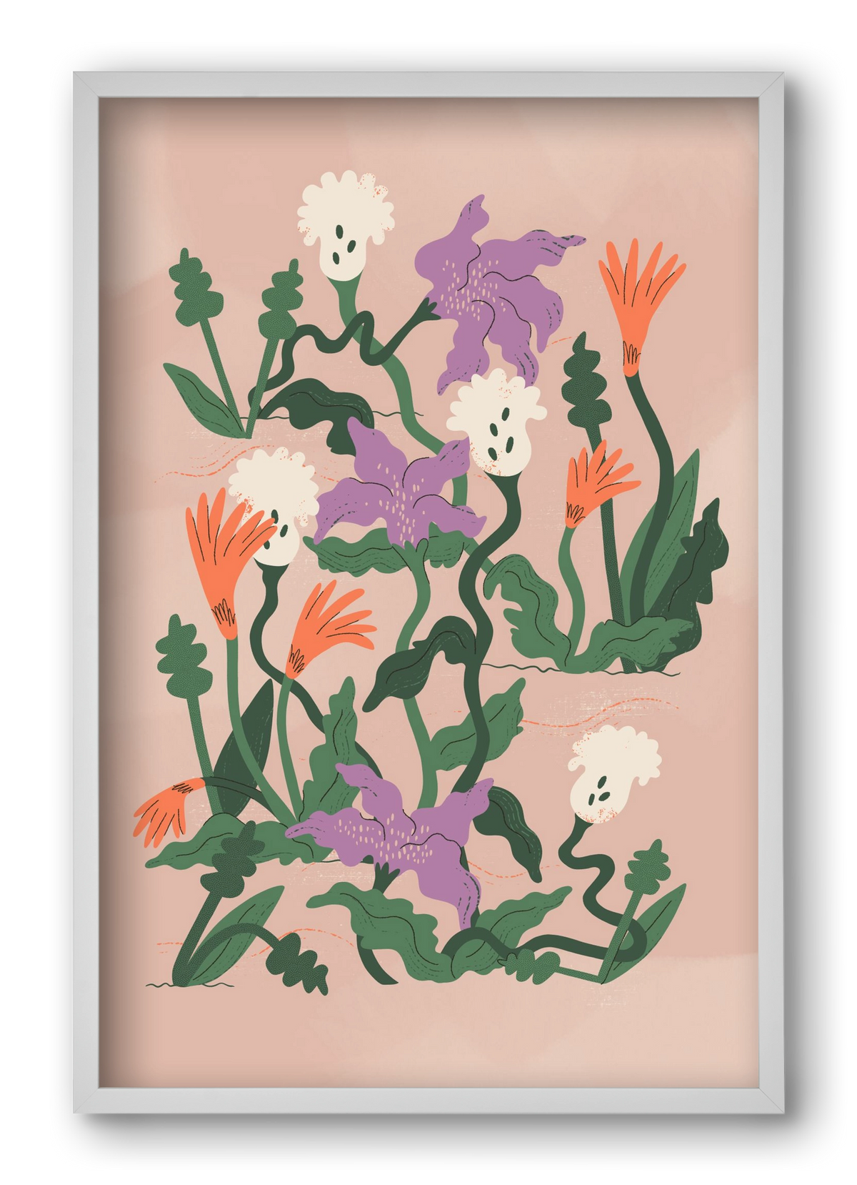 Floral, 40x60 cm (40x60 cm), Fehér keret