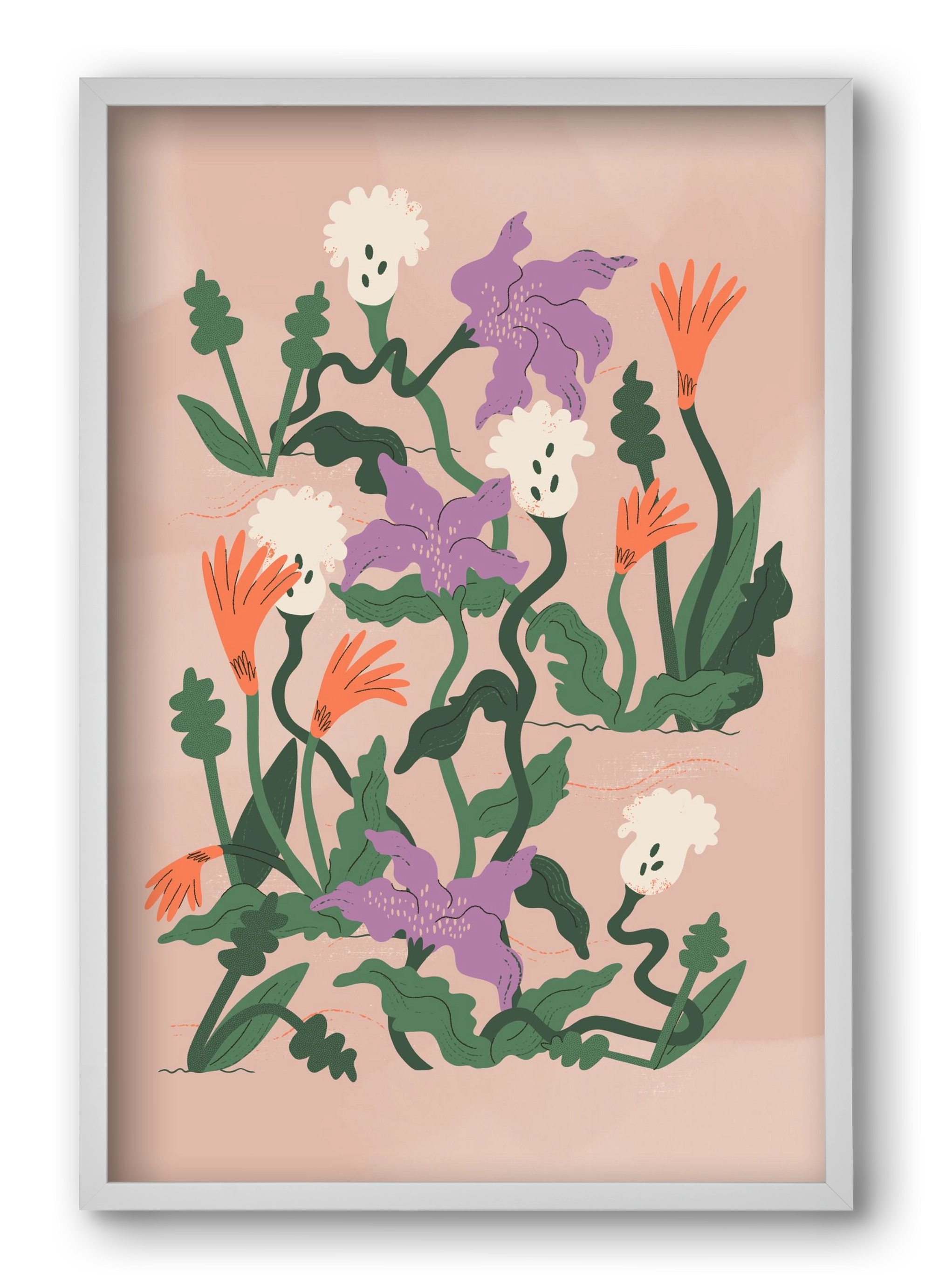 Floral, 40x60 cm (40x60 cm), Fehér keret