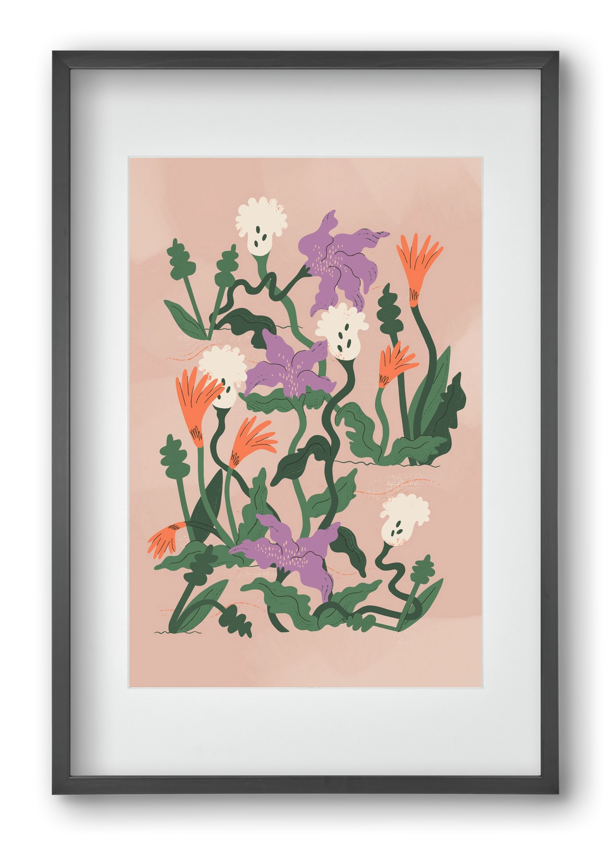 Floral, 40x60 cm (30x45 cm), Fekete keret, paszpartuval