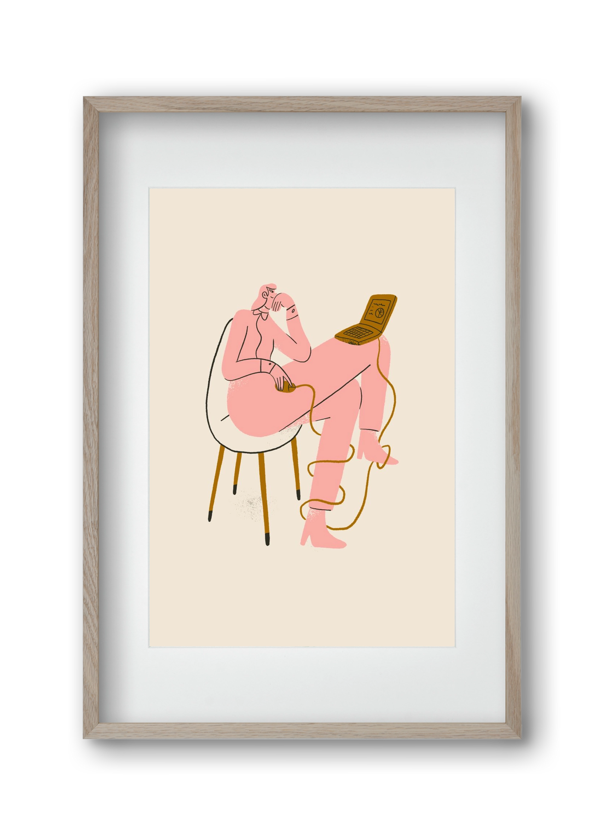 Office slave, 30x45 cm (20x30 cm), Tölgy keret, paszpartuval