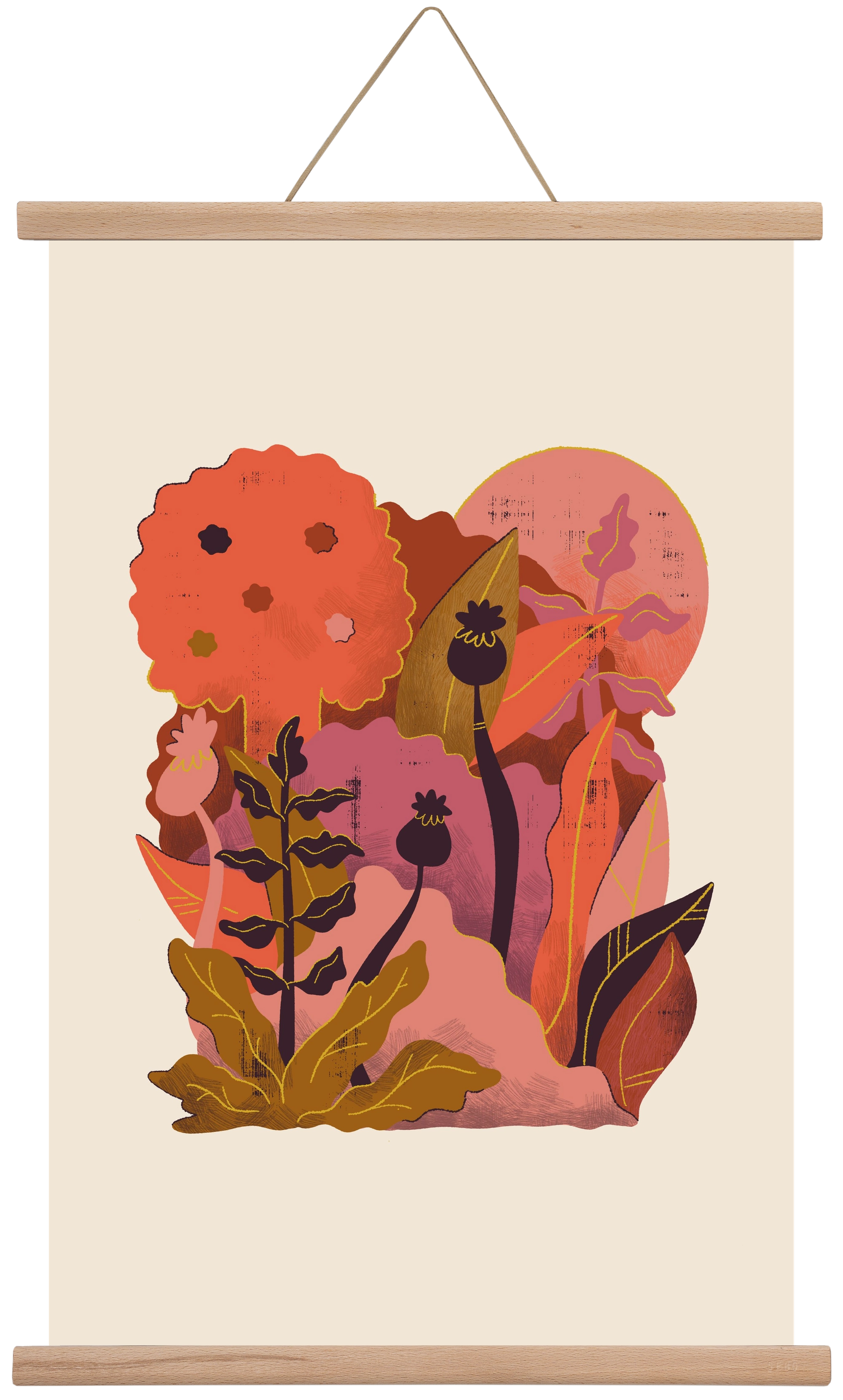 Jungle Sunset, 40x60 cm (40x60 cm), Tölgy akasztó