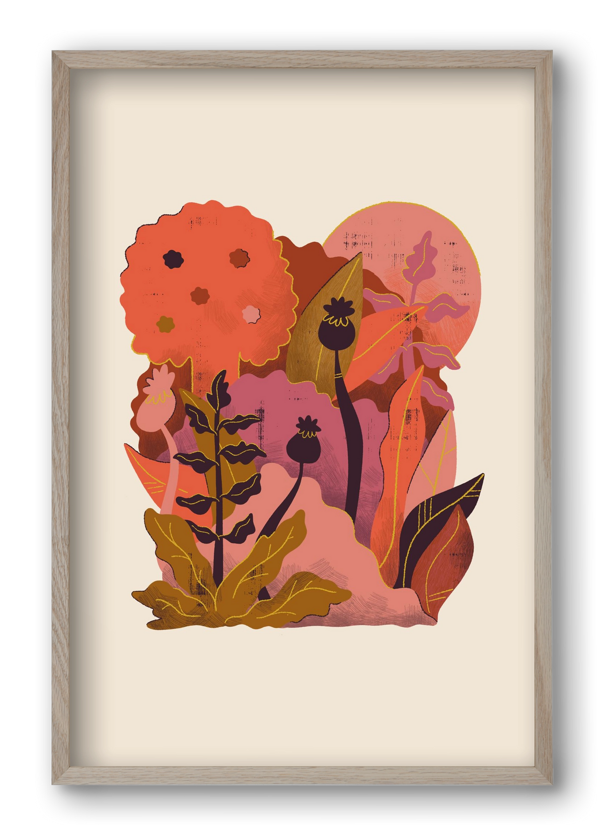 Jungle Sunset, 40x60 cm (40x60 cm), Tölgy keret